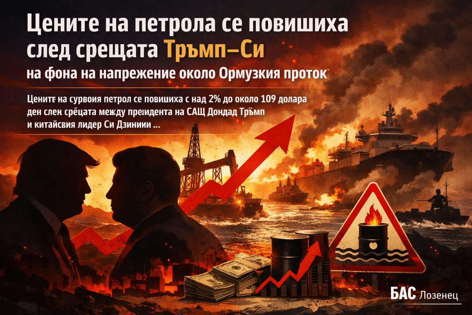 Цените на петрола се повишиха след срещата Тръмп–Си на фона на напрежение около Ормузкия проток