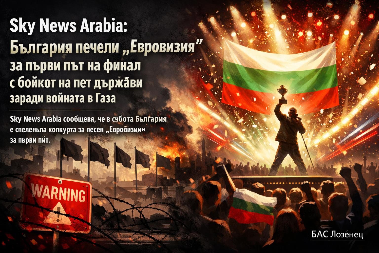 Sky News Arabia: България печели „Евровизия“ за първи път на финал с бойкот на пет държави заради войната в Газа