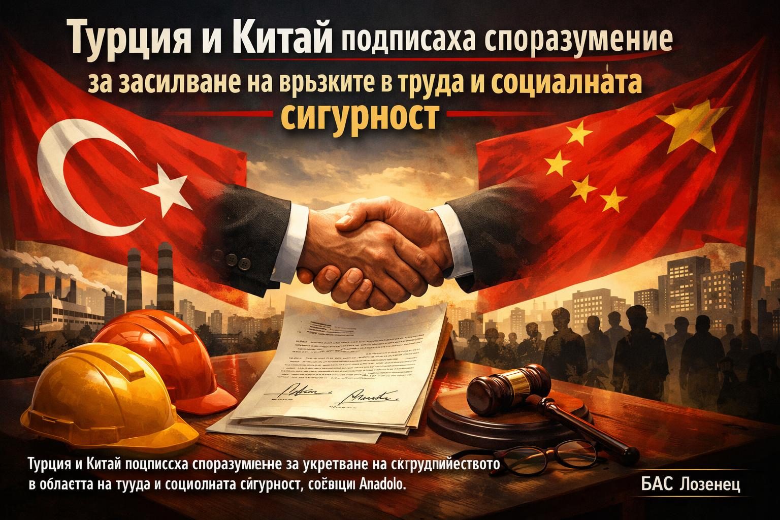 Турция и Китай подписаха споразумение за засилване на връзките в труда и социалната сигурност