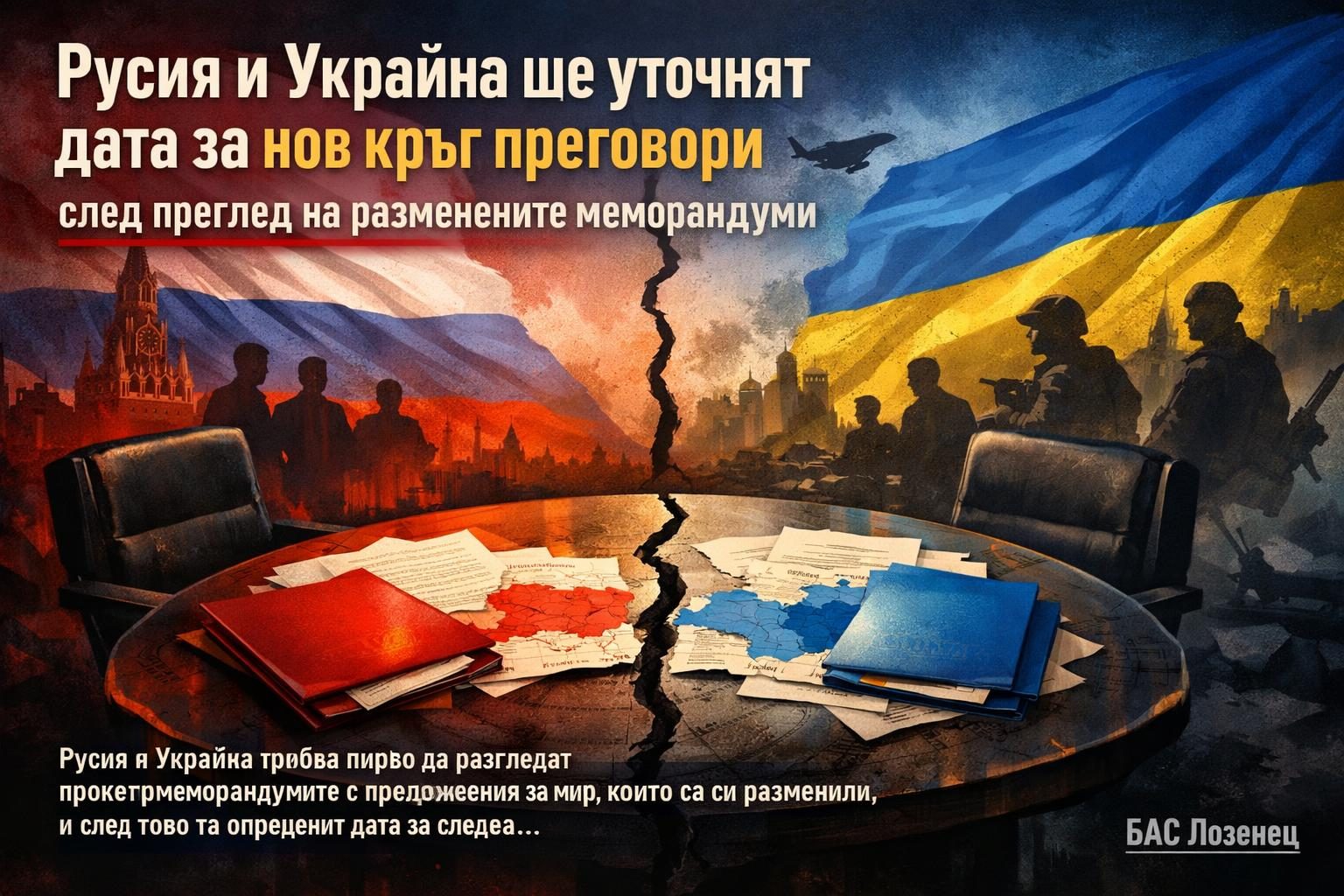 Русия и Украйна ще уточнят дата за нов кръг преговори след преглед на разменените меморандуми