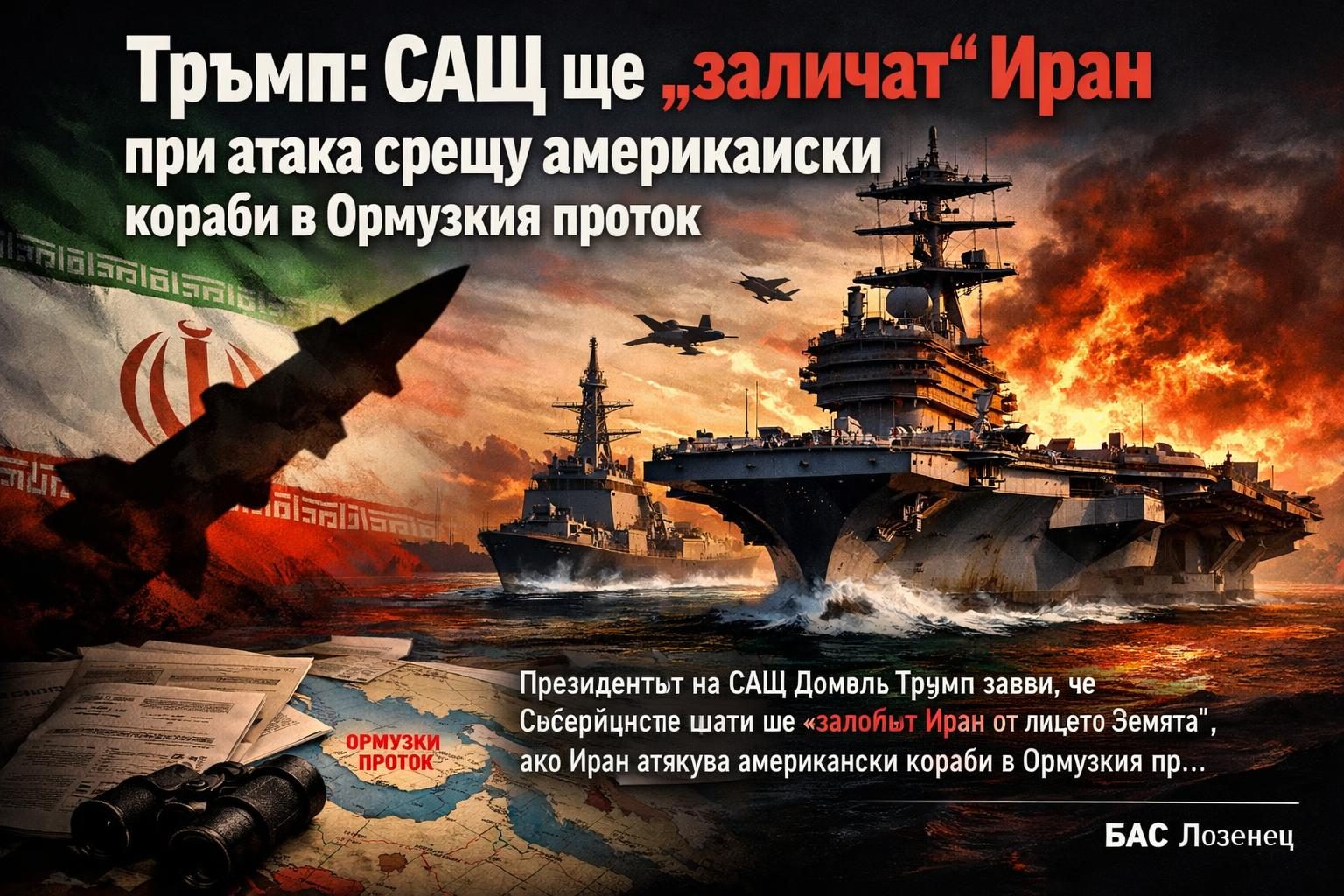 Тръмп: САЩ ще „заличат“ Иран при атака срещу американски кораби в Ормузкия проток
