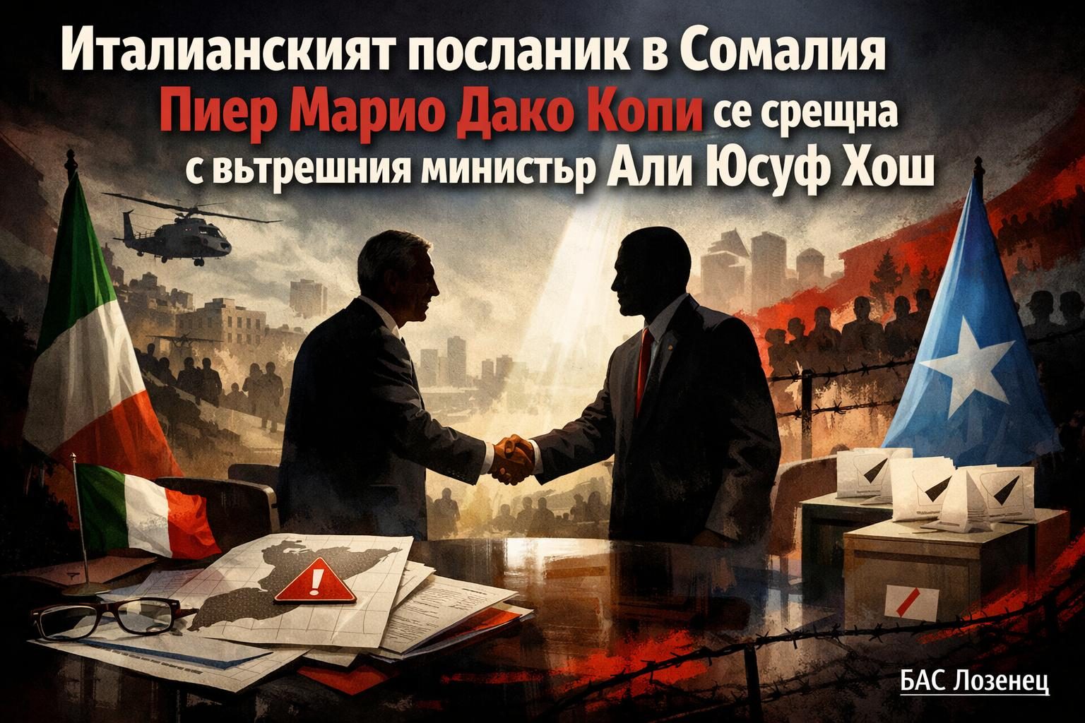 Италианският посланик в Сомалия Пиер Марио Дакò Копи се срещна с вътрешния министър Али Юсуф Хош