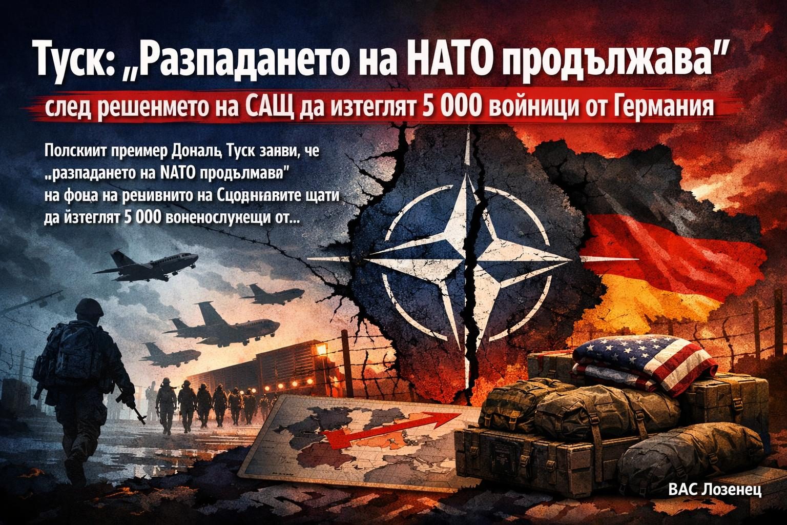 Туск: „Разпадането на НАТО продължава“ след решението на САЩ да изтеглят 5 000 войници от Германия