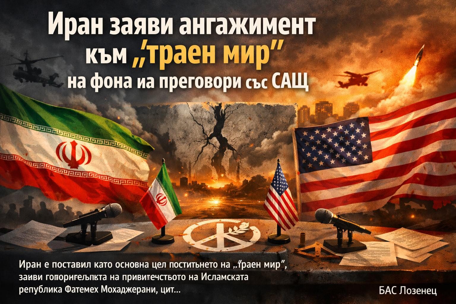 Иран заяви ангажимент към „траен мир“ на фона на преговори със САЩ