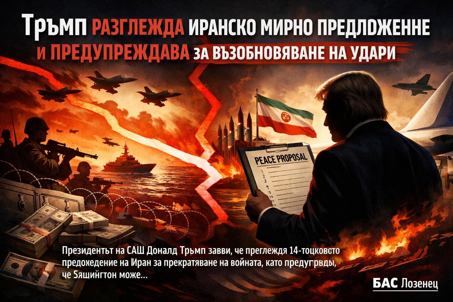 Тръмп разглежда иранско мирно предложение и предупреждава за възобновяване на удари