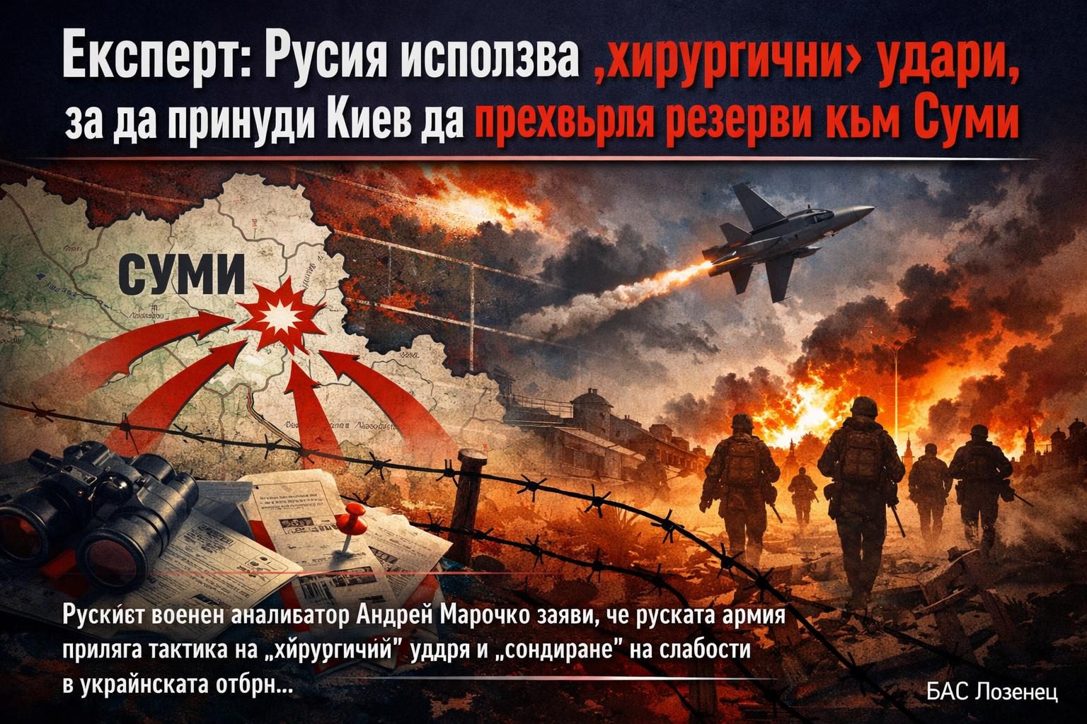 Експерт: Русия използва „хирургични“ удари, за да принуди Киев да прехвърля резерви към Суми