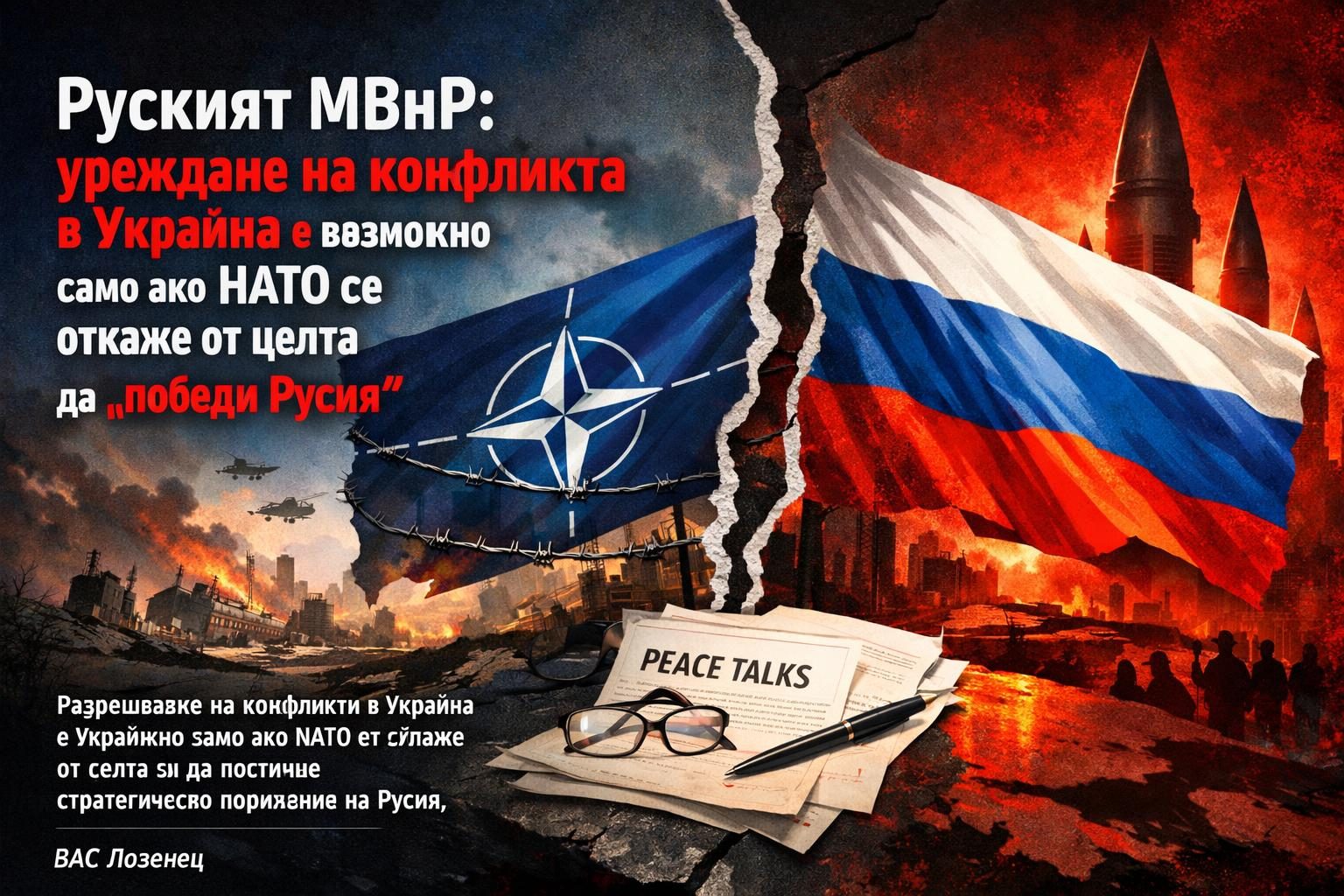 Руският МВнР: уреждане на конфликта в Украйна е възможно само ако НАТО се откаже от целта да „победи Русия“