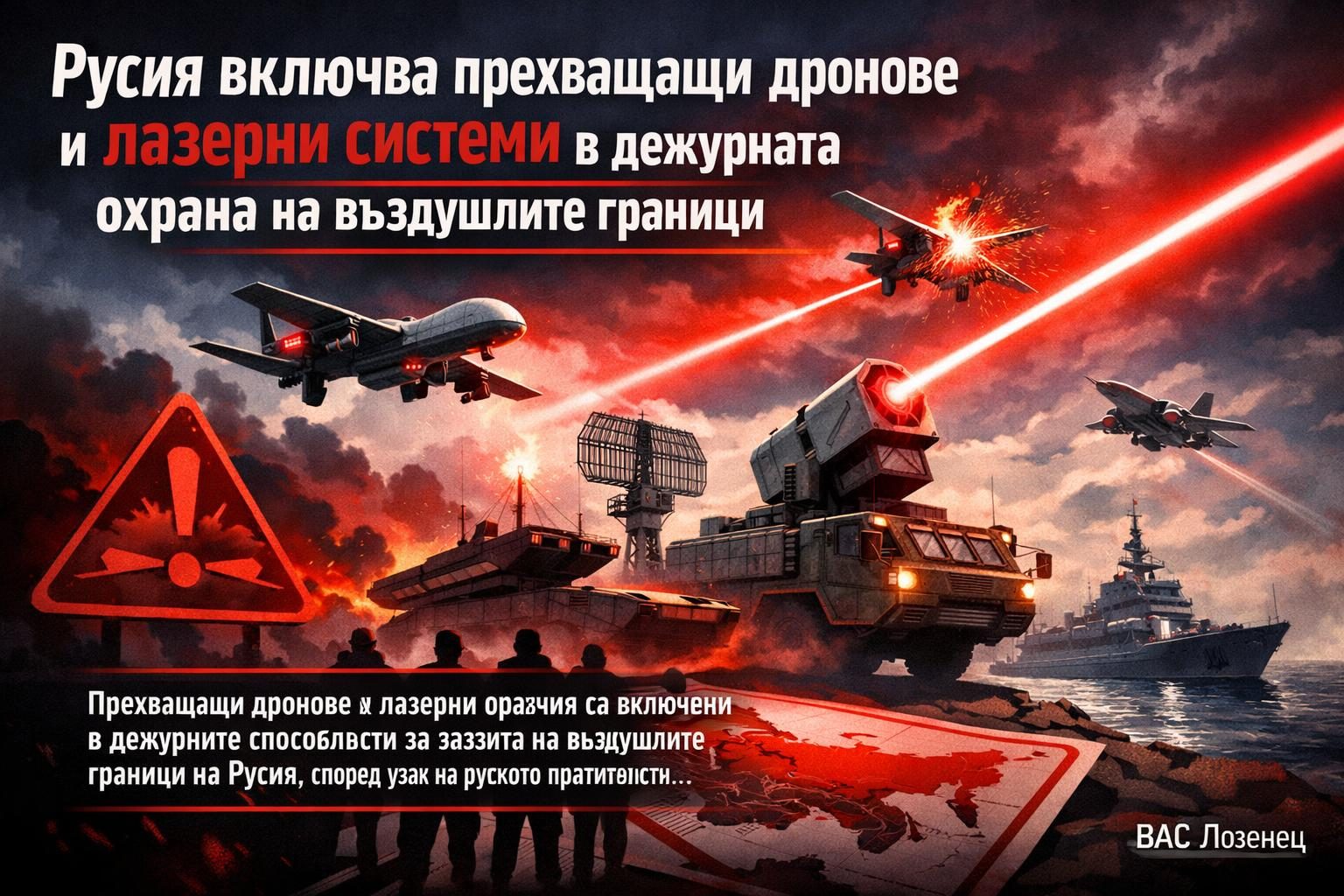Русия включва прехващащи дронове и лазерни системи в дежурната охрана на въздушните граници