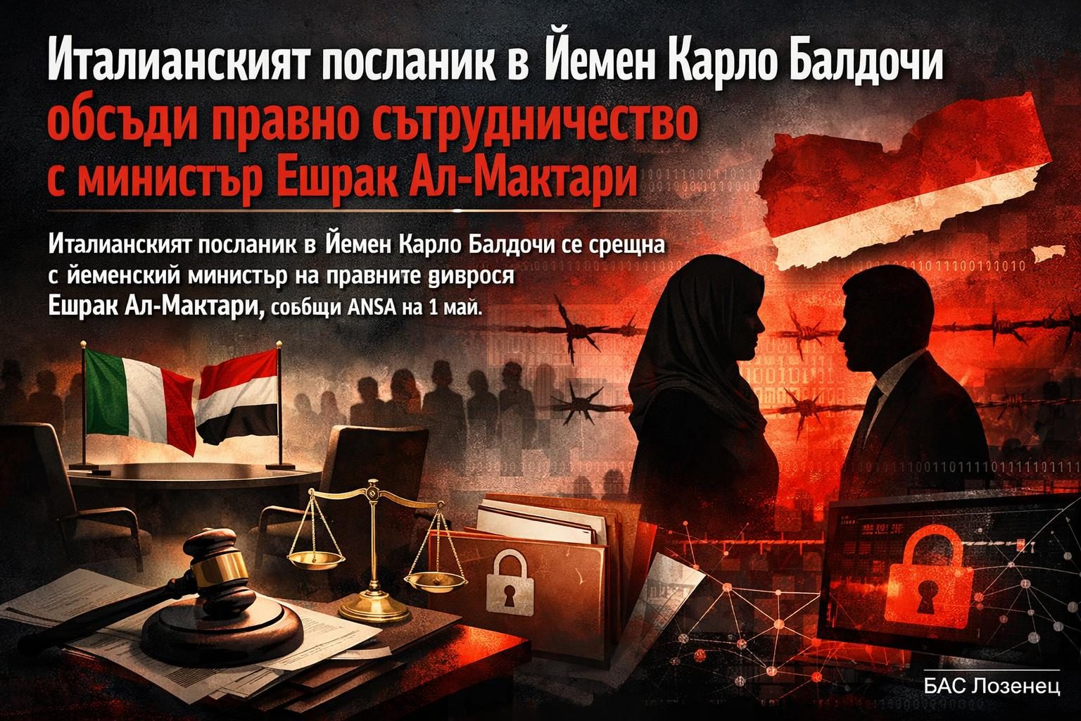 Италианският посланик в Йемен Карло Балдочи обсъди правно сътрудничество с министър Ешрак Ал-Мактари