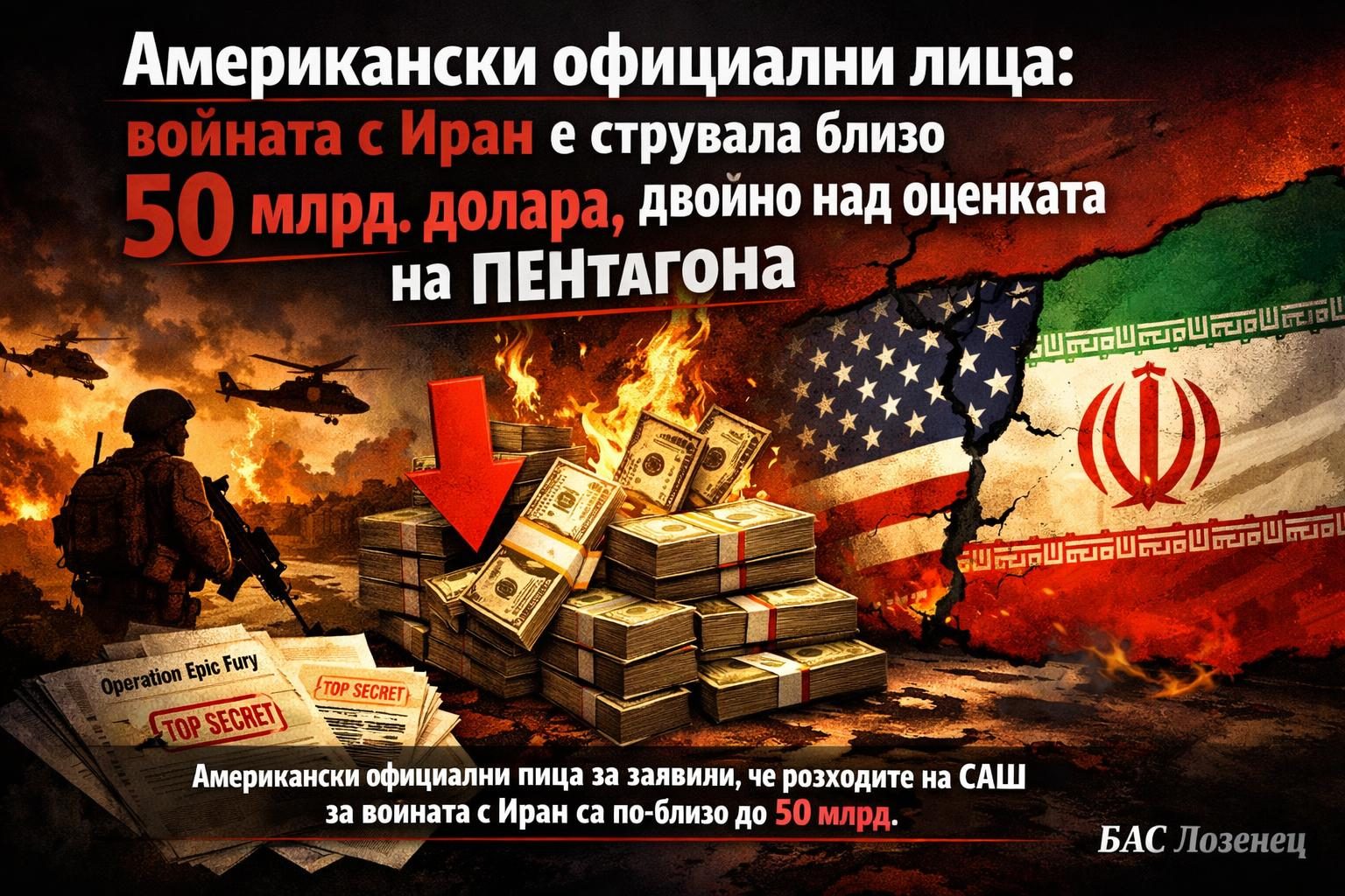 Американски официални лица: войната с Иран е струвала близо 50 млрд. долара, двойно над оценката на Пентагона