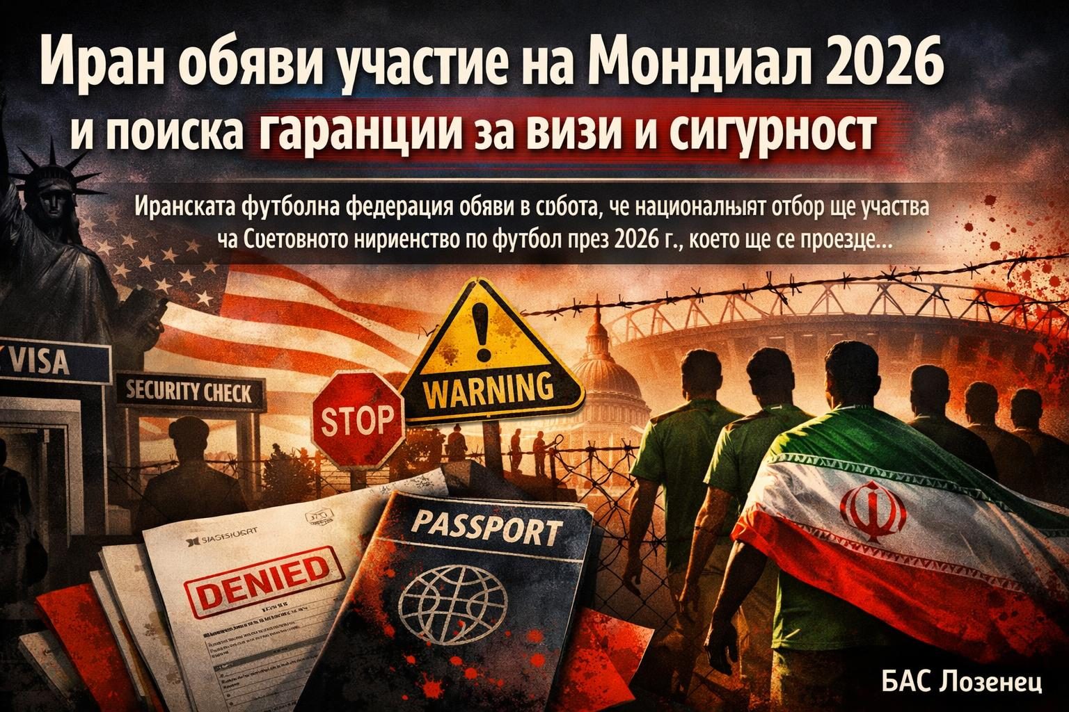 Иран обяви участие на Мондиал 2026 и поиска гаранции за визи и сигурност