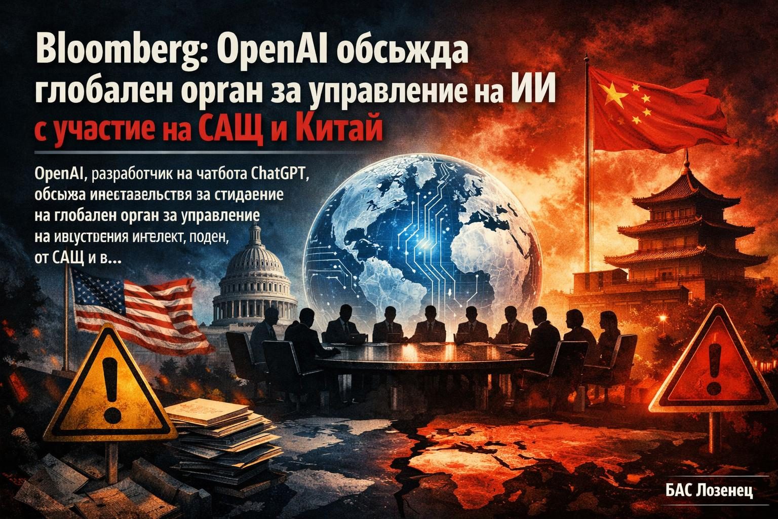 Bloomberg: OpenAI обсъжда глобален орган за управление на ИИ с участие на САЩ и Китай