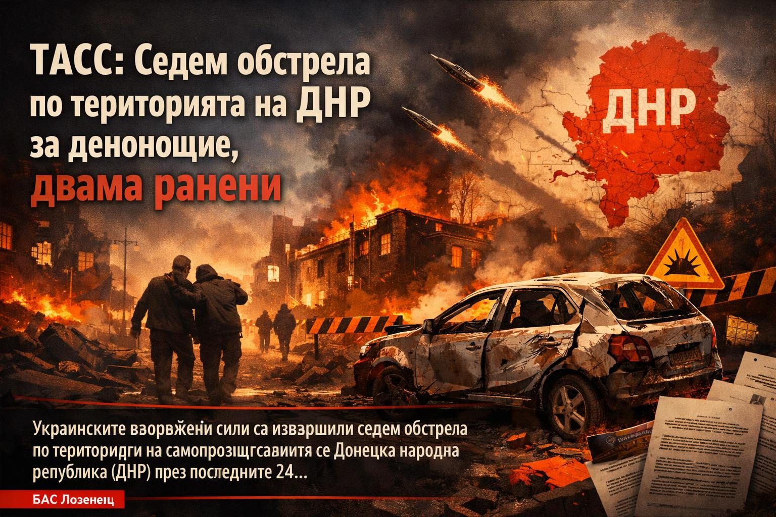 ТАСС: Седем обстрела по територията на ДНР за денонощие, двама ранени