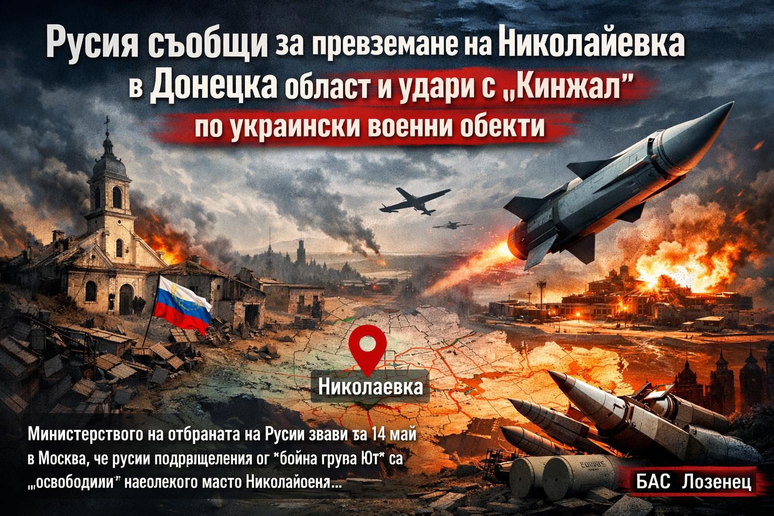 Русия съобщи за превземане на Николайевка в Донецка област и удари с „Кинжал“ по украински военни обекти