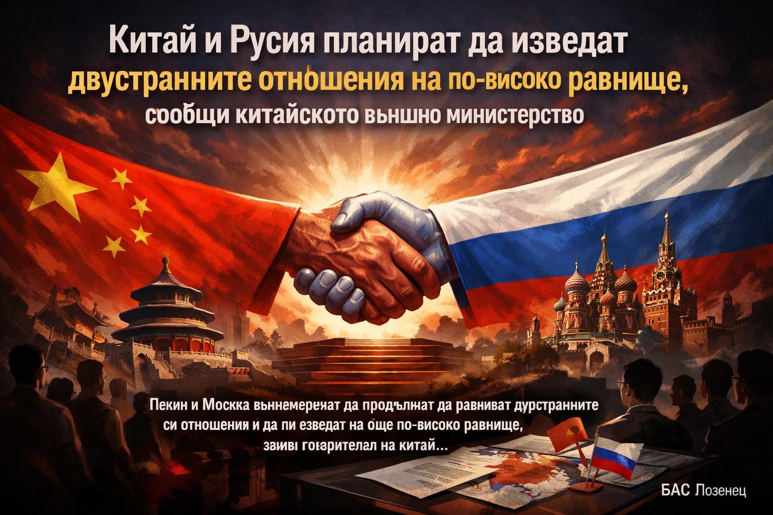 Китай и Русия планират да изведат двустранните отношения на по-високо равнище, съобщи китайското външно министерство