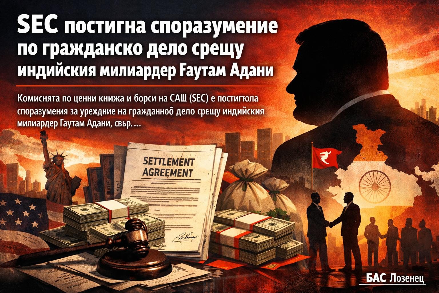 SEC постигна споразумение по гражданско дело срещу индийския милиардер Гаутам Адани