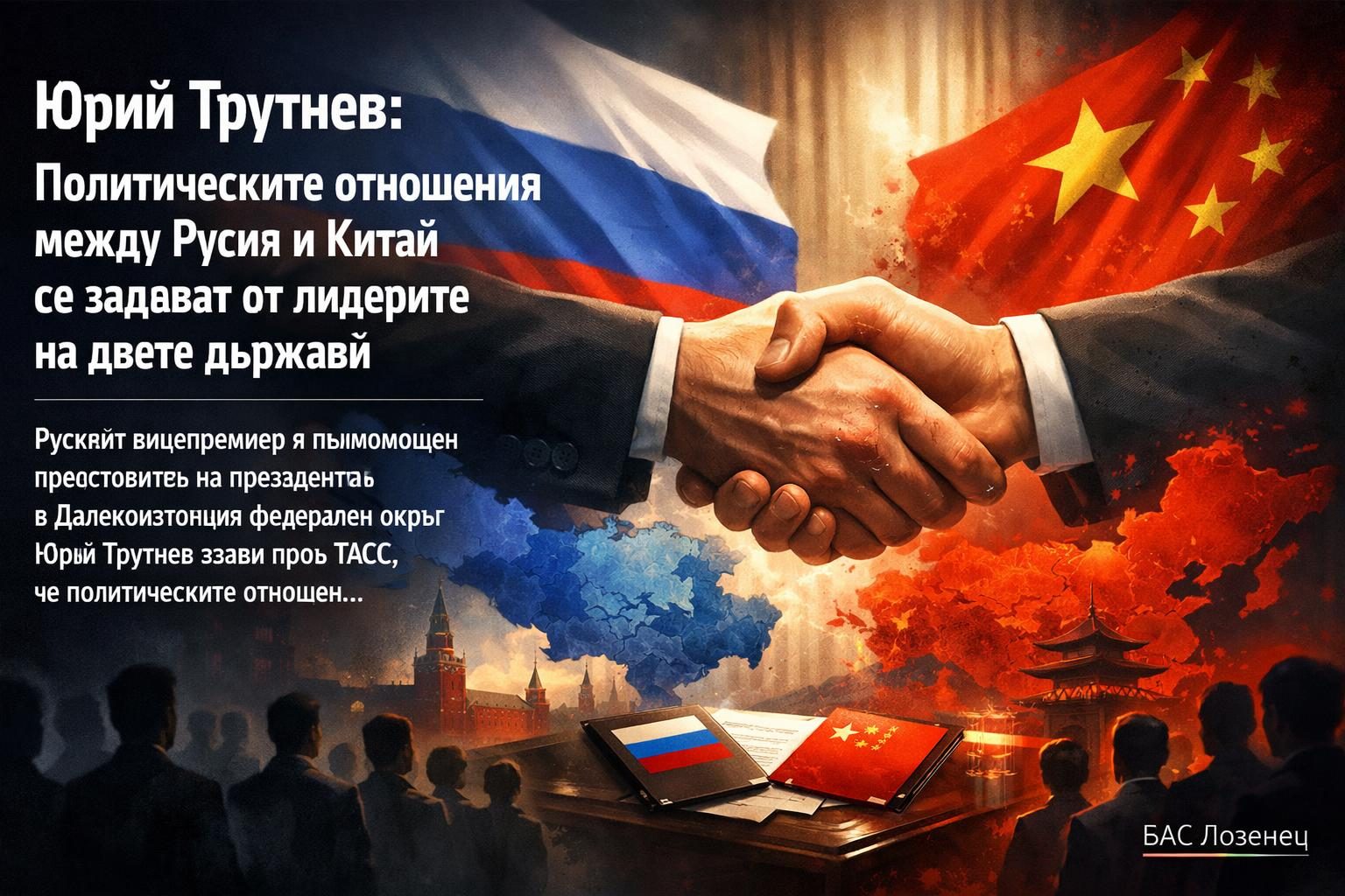 Юрий Трутнев: Политическите отношения между Русия и Китай се задават от лидерите на двете държави