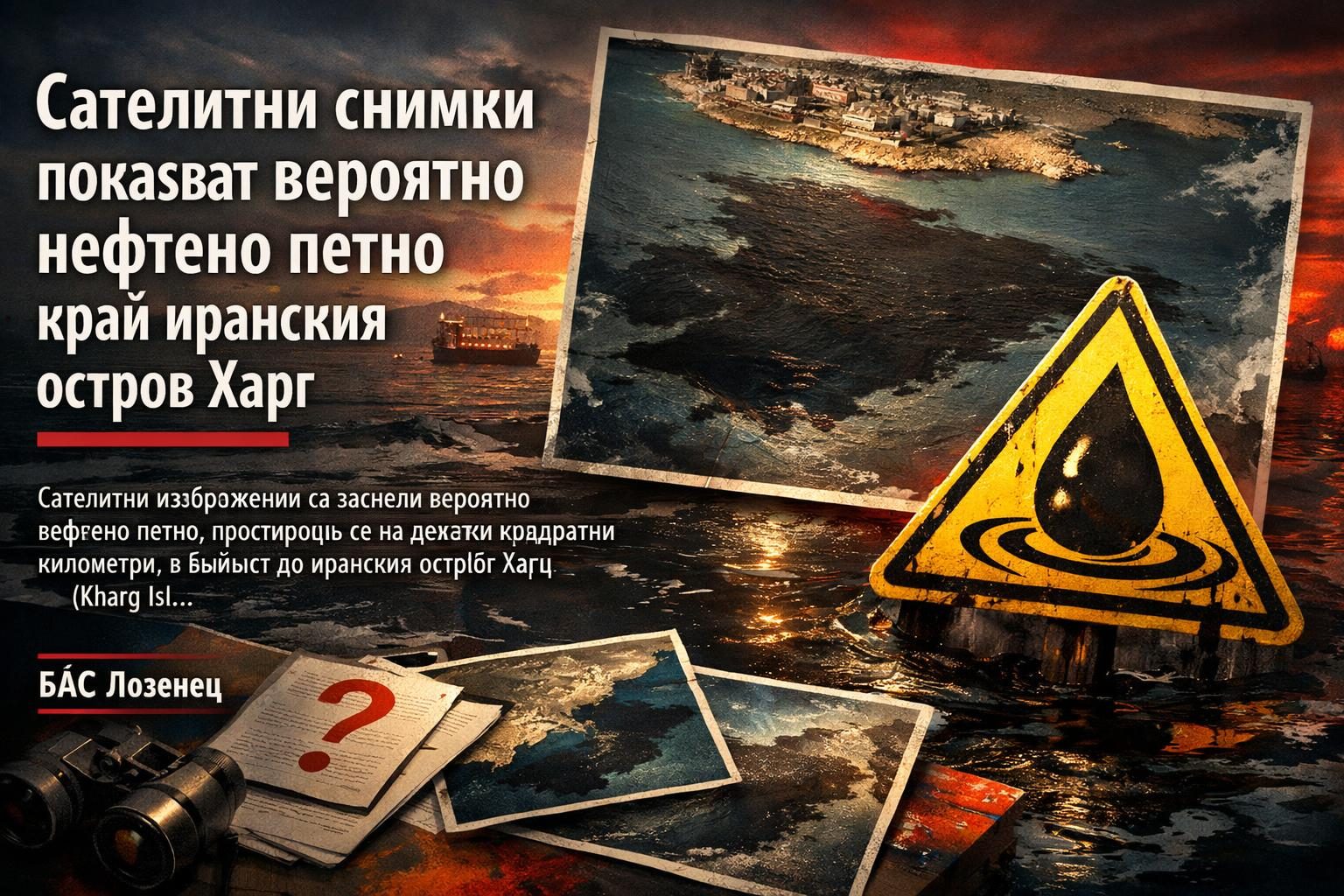 Сателитни снимки показват вероятно нефтено петно край иранския остров Харг