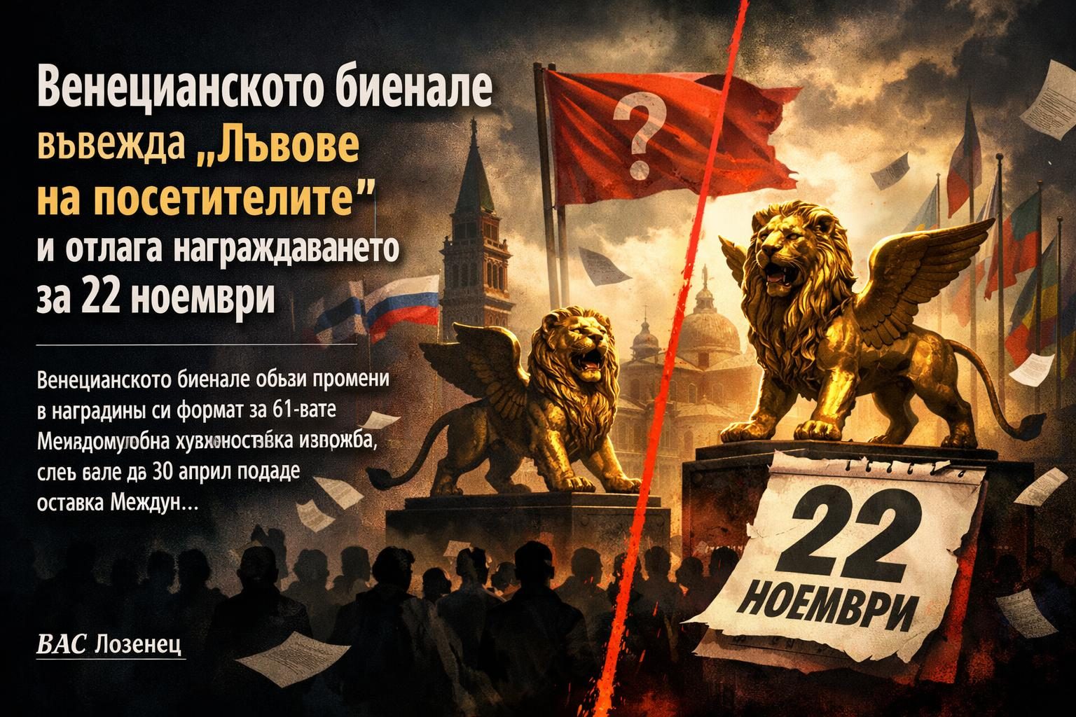 Венецианското биенале въвежда „Лъвове на посетителите“ и отлага награждаването за 22 ноември