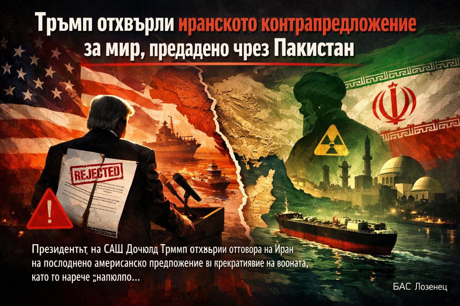Тръмп отхвърли иранското контрапредложение за мир, предадено чрез Пакистан
