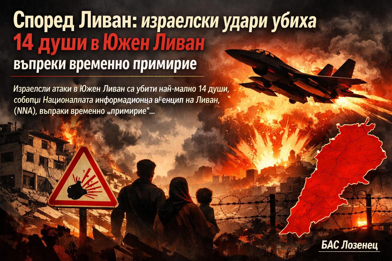 Според Ливан: израелски удари убиха 14 души в Южен Ливан въпреки временно примирие