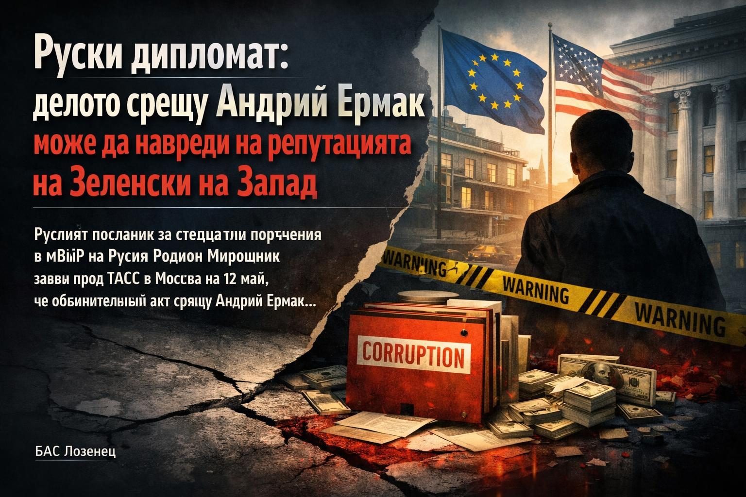 Руски дипломат: делото срещу Андрий Ермак може да навреди на репутацията на Зеленски на Запад
