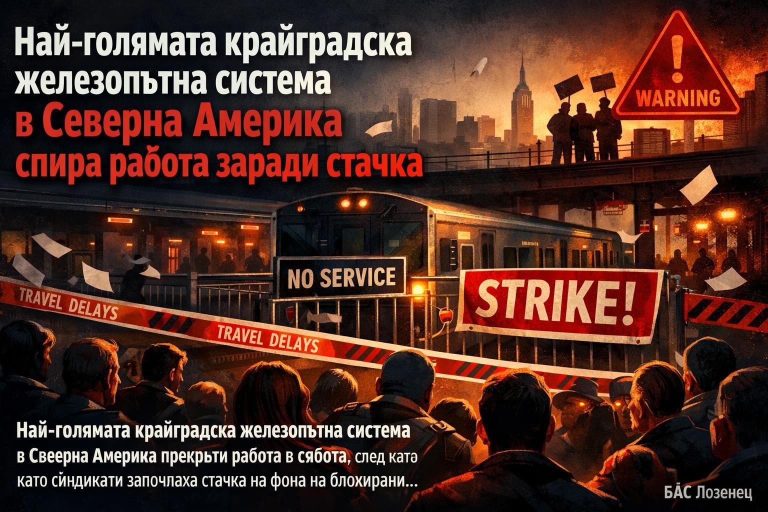 Най-голямата крайградска железопътна система в Северна Америка спира работа заради стачка