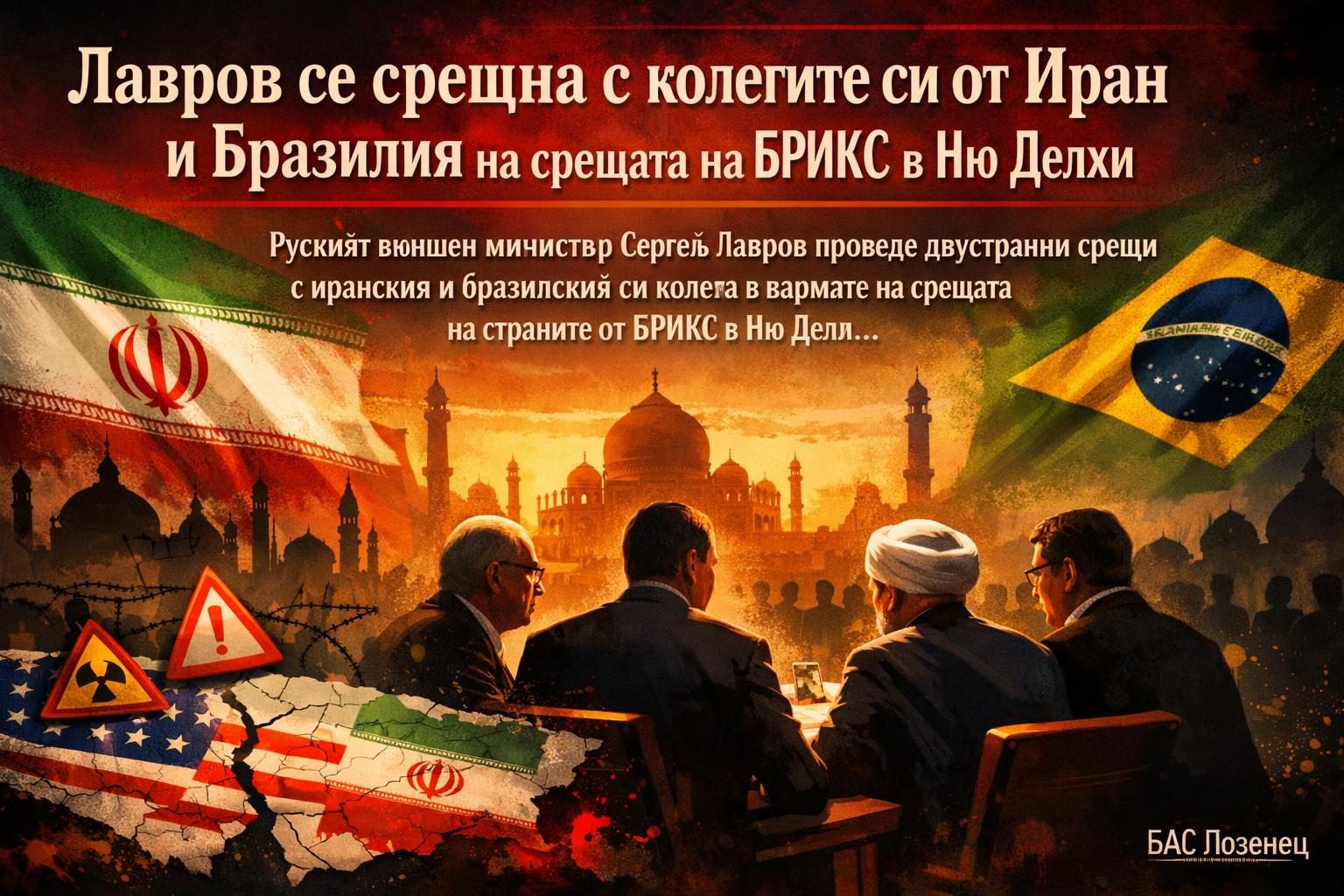 Лавров се срещна с колегите си от Иран и Бразилия на срещата на БРИКС в Ню Делхи