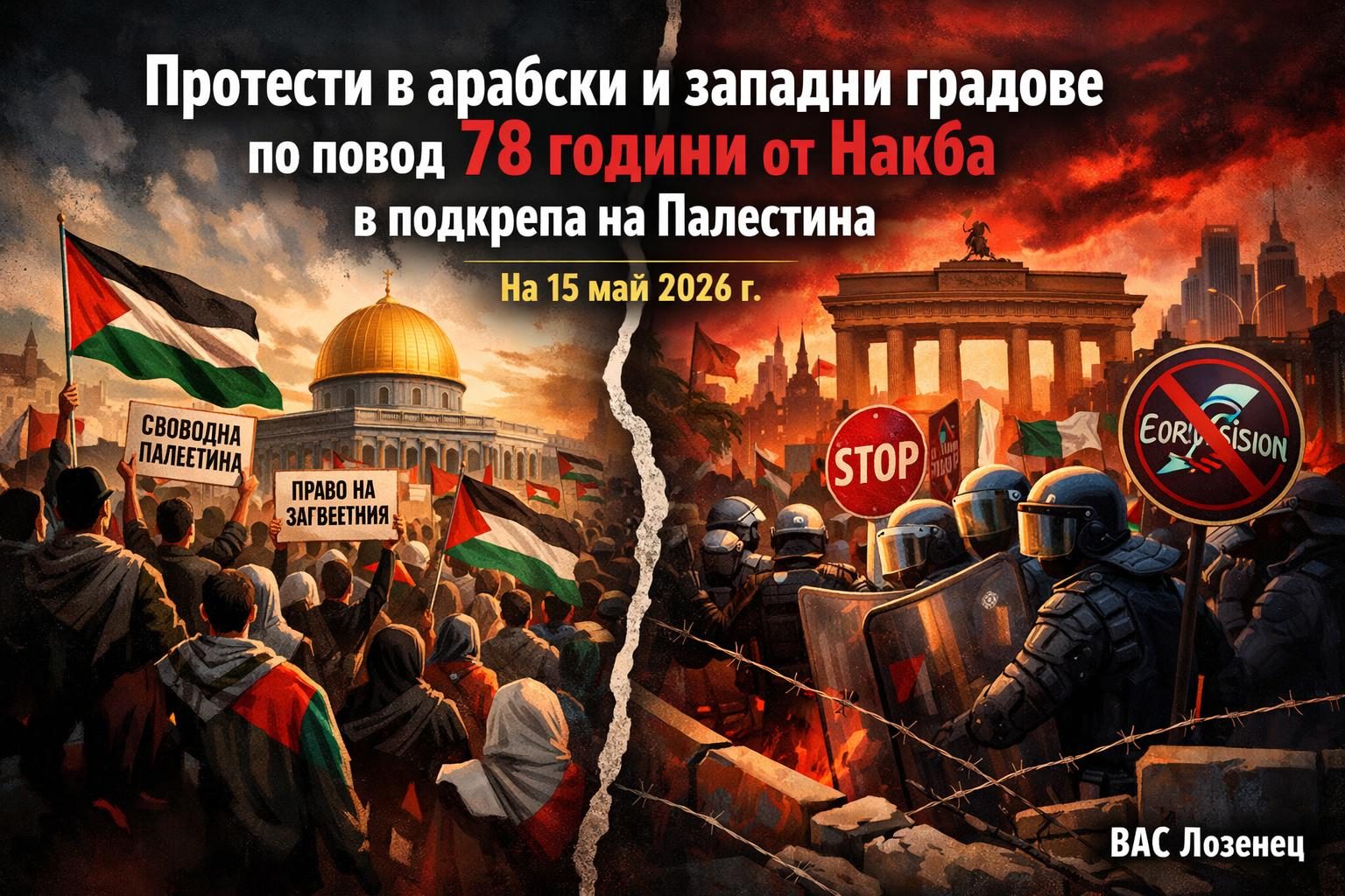 Протести в арабски и западни градове по повод 78 години от Накба в подкрепа на Палестина