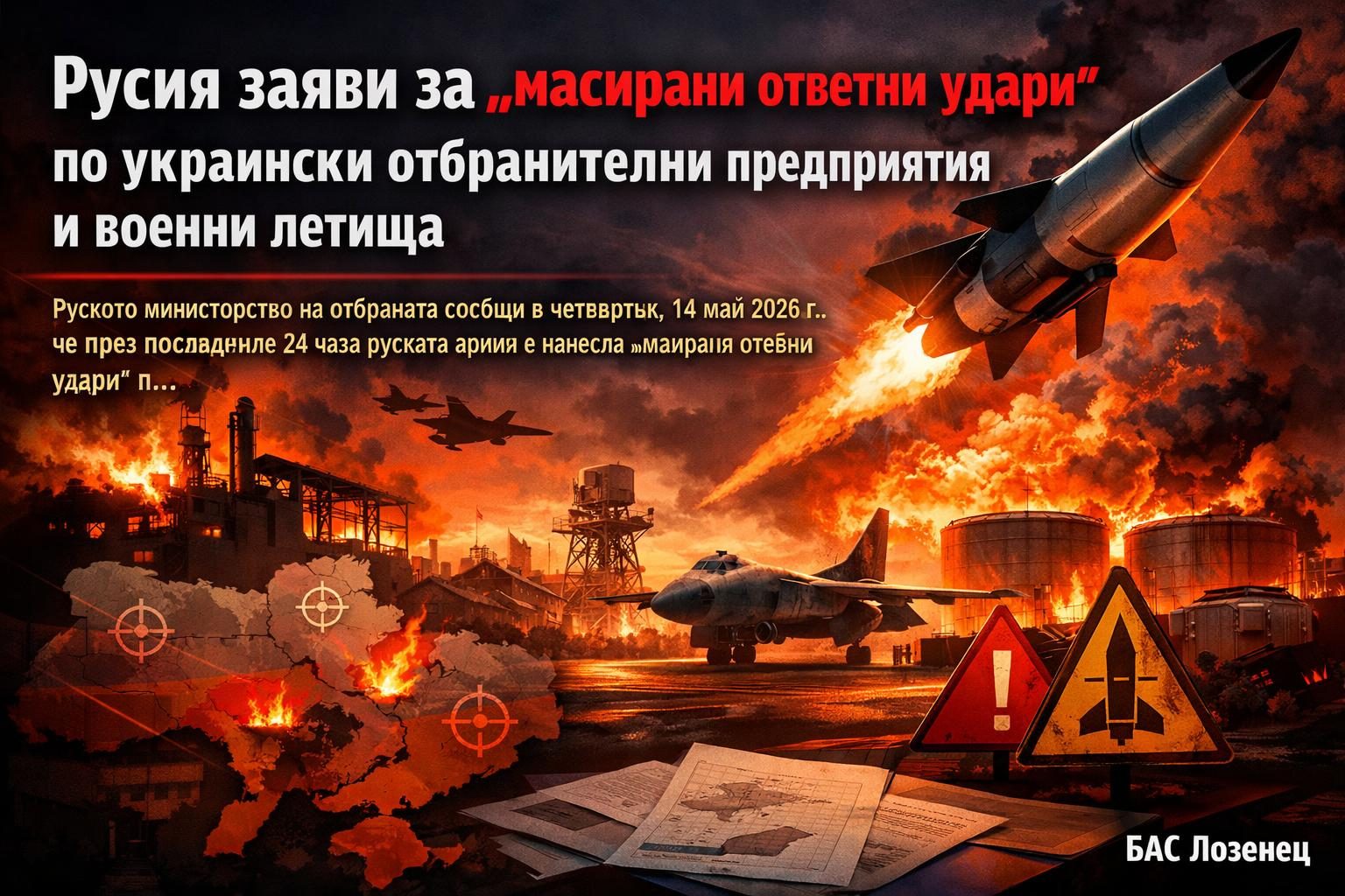 Русия заяви за „масирани ответни удари“ по украински отбранителни предприятия и военни летища