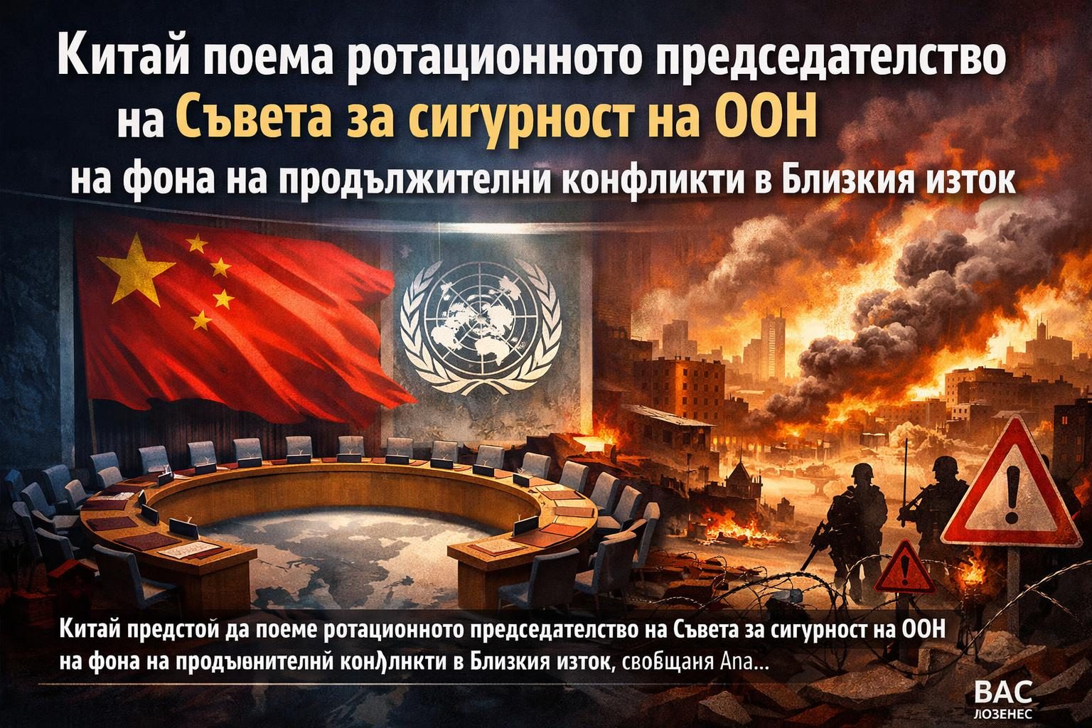 Китай поема ротационното председателство на Съвета за сигурност на ООН на фона на продължителни конфликти в Близкия изток