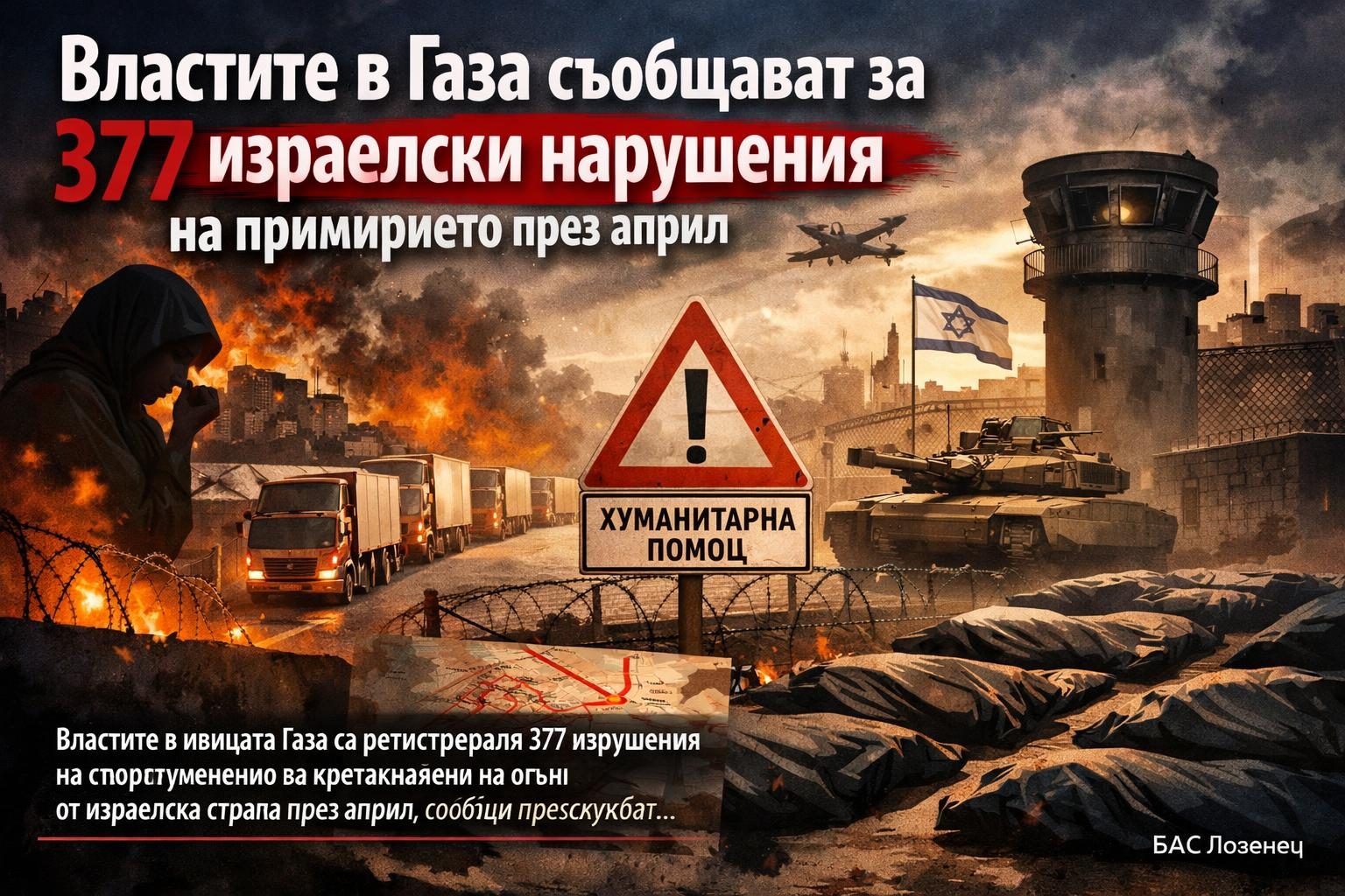 Властите в Газа съобщават за 377 израелски нарушения на примирието през април