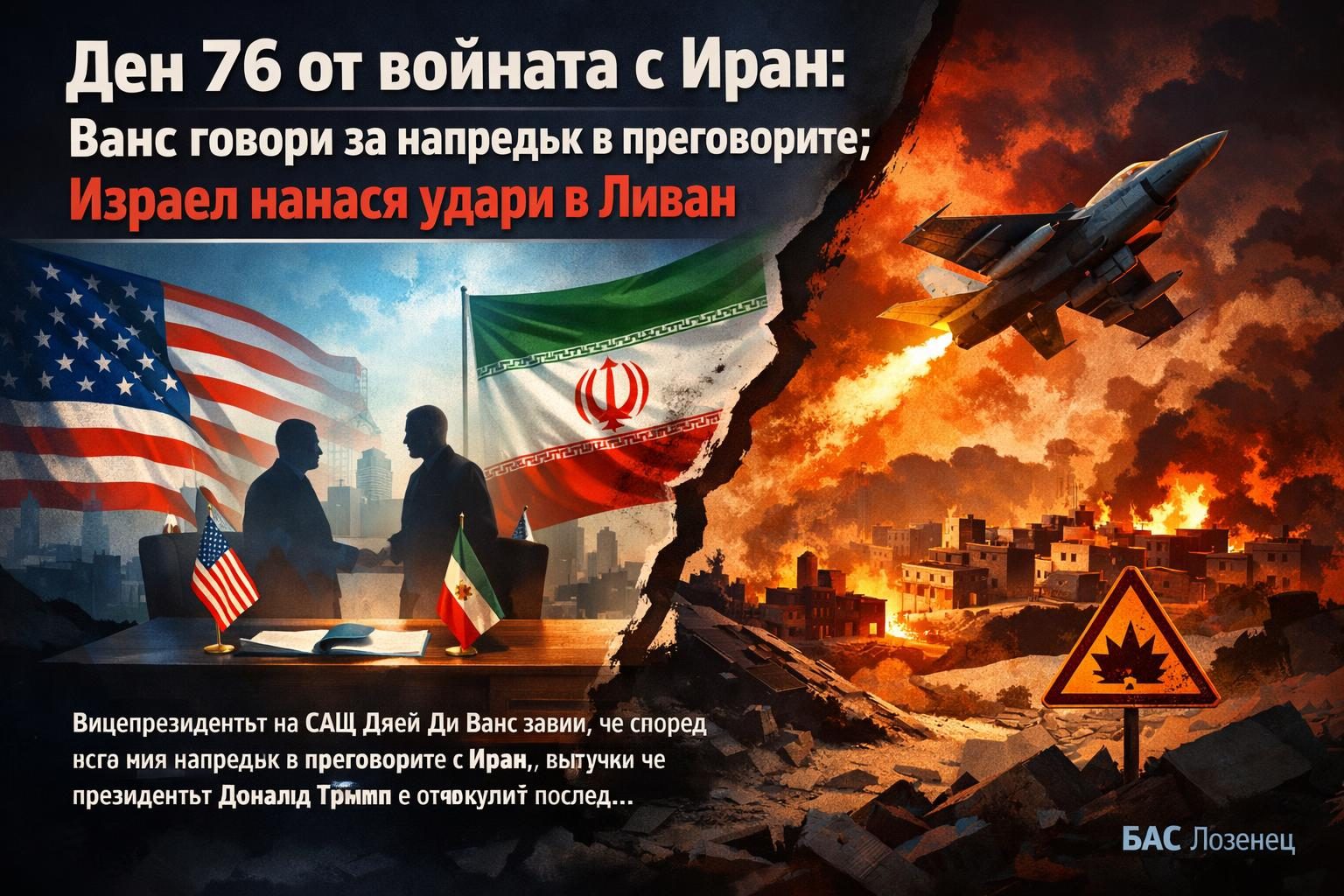Ден 76 от войната с Иран: Ванс говори за напредък в преговорите; Израел нанася удари в Ливан