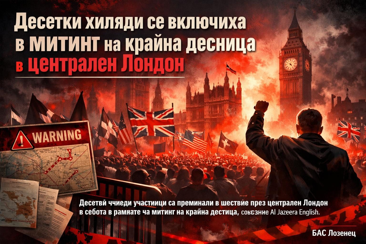 Десетки хиляди се включиха в митинг на крайна десница в централен Лондон