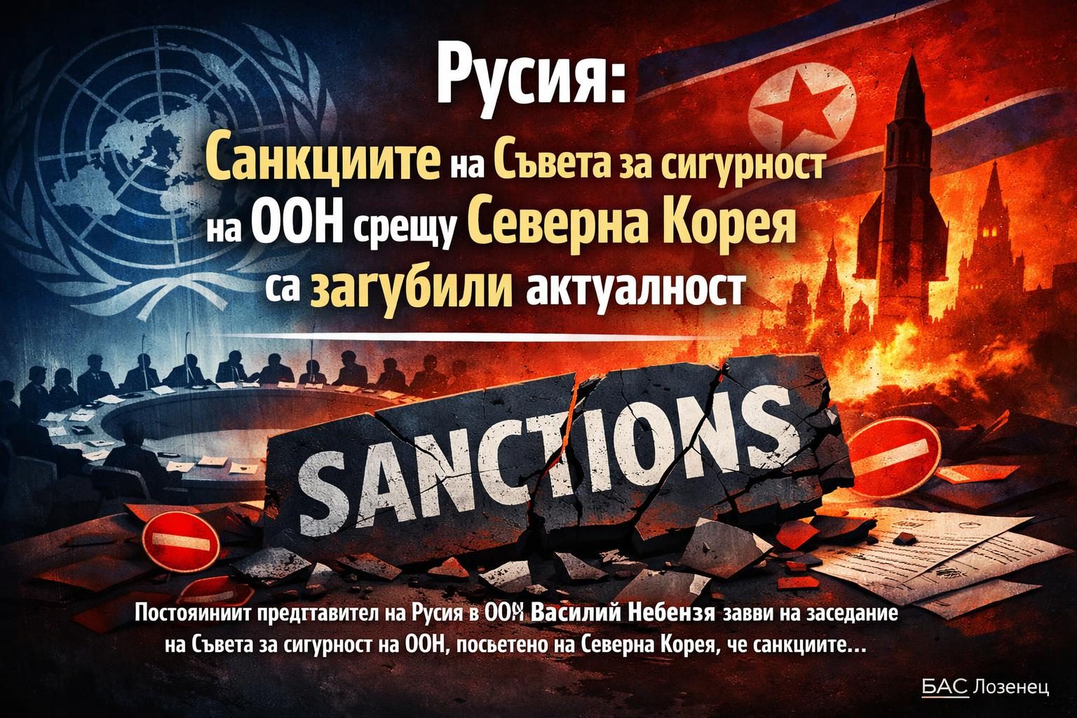Русия: Санкциите на Съвета за сигурност на ООН срещу Северна Корея са загубили актуалност