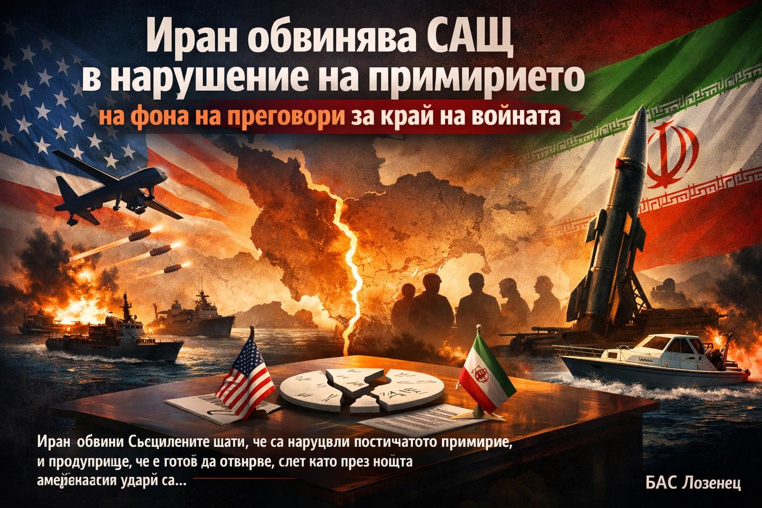 Иран обвинява САЩ в нарушение на примирието на фона на преговори за край на войната