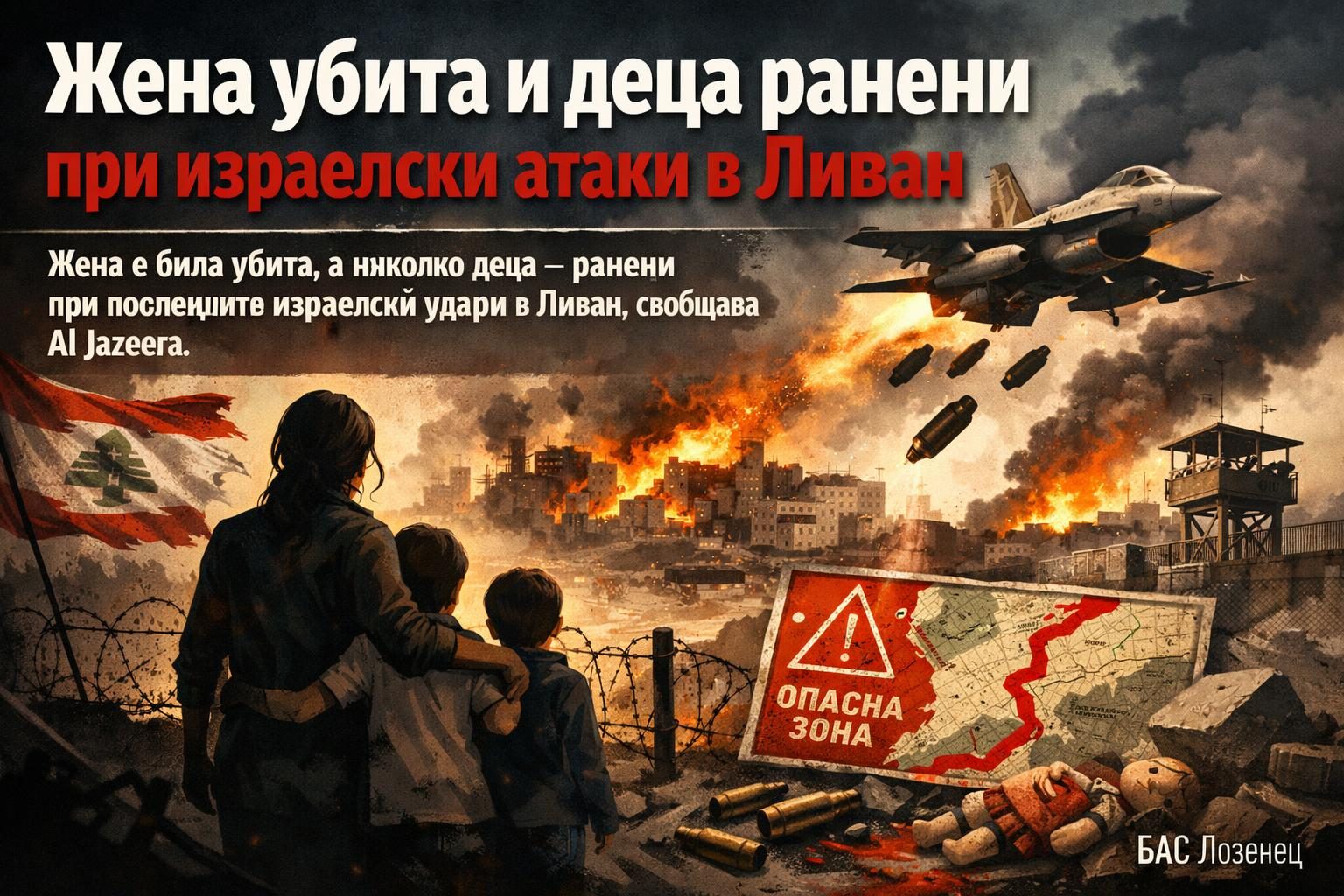 Жена убита и деца ранени при израелски атаки в Ливан