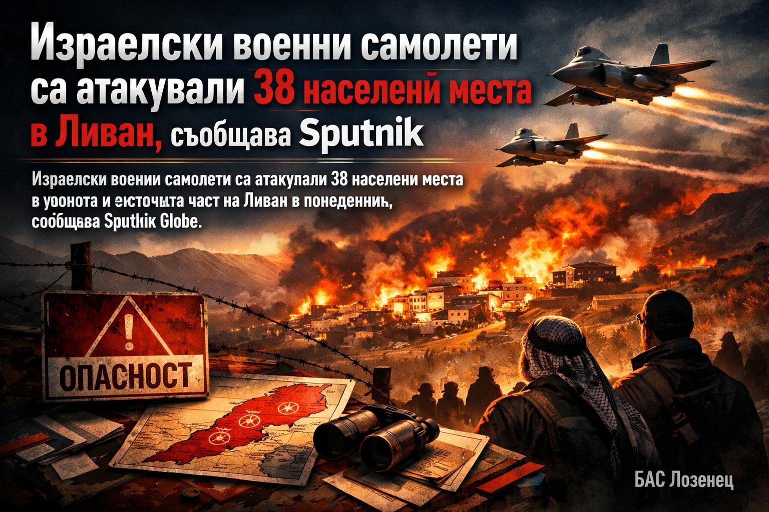 Израелски военни самолети са атакували 38 населени места в Ливан, съобщава Sputnik