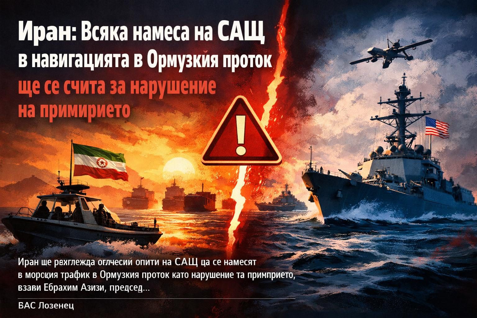 Иран: Всяка намеса на САЩ в навигацията в Ормузкия проток ще се счита за нарушение на примирието