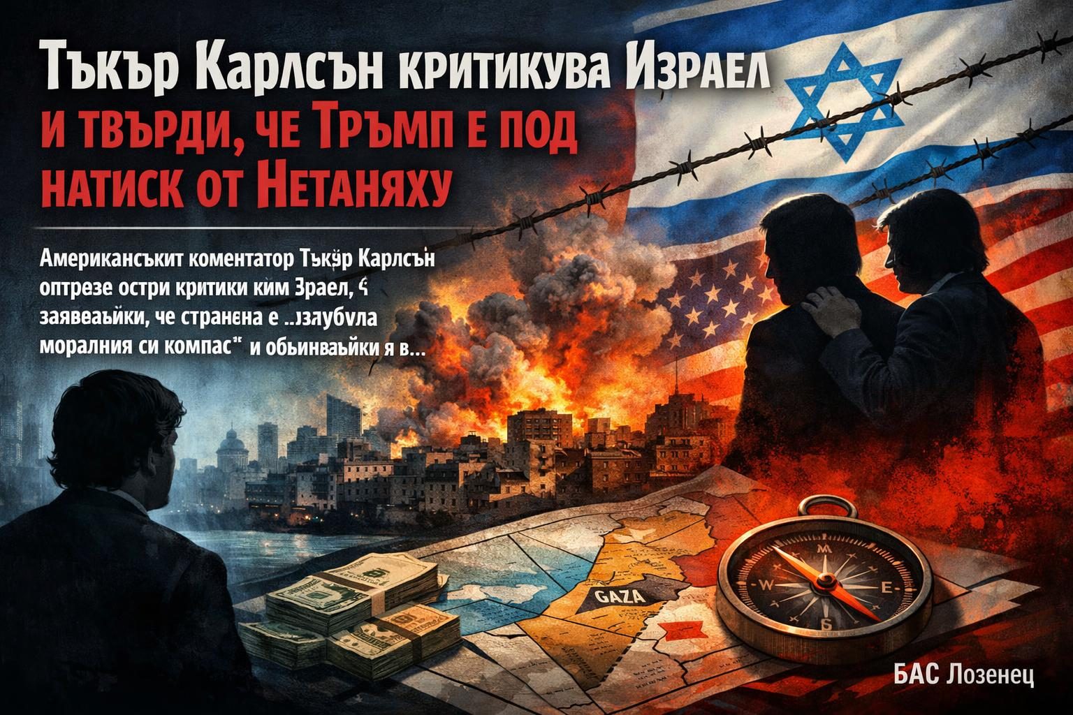 Тъкър Карлсън критикува Израел и твърди, че Тръмп е под натиск от Нетаняху