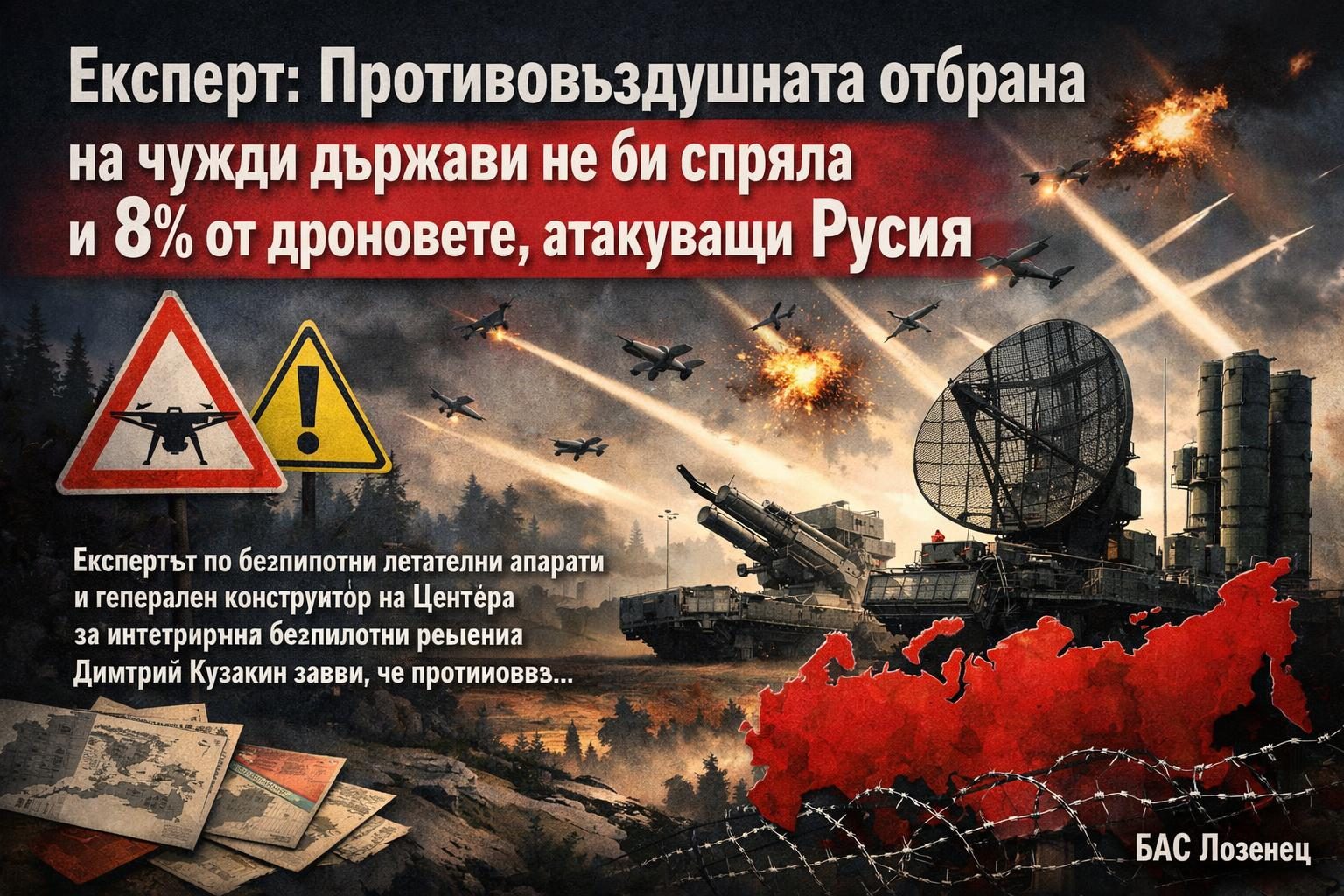Експерт: Противовъздушната отбрана на чужди държави не би спряла и 8% от дроновете, атакуващи Русия