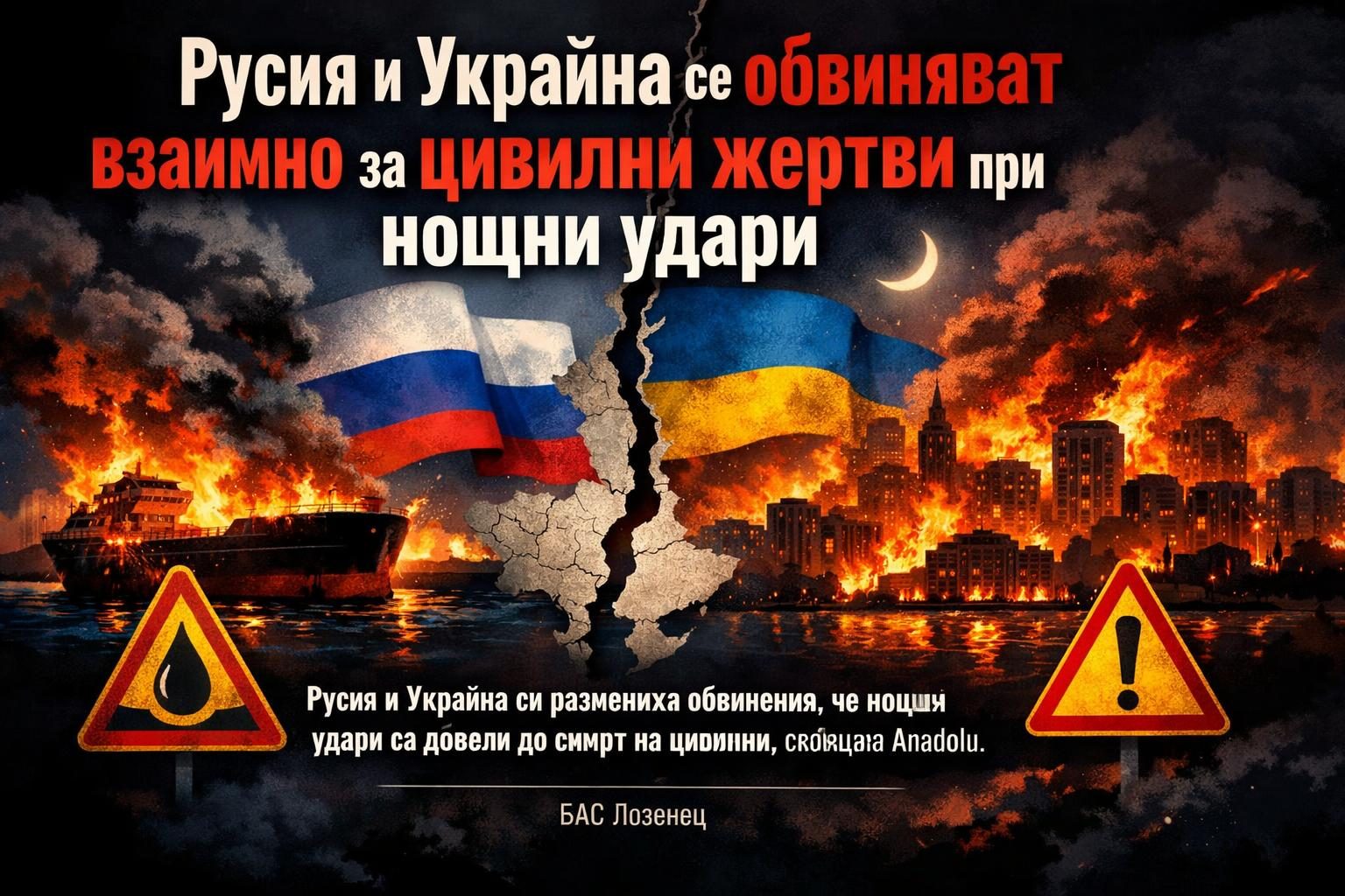 Русия и Украйна се обвиняват взаимно за цивилни жертви при нощни удари