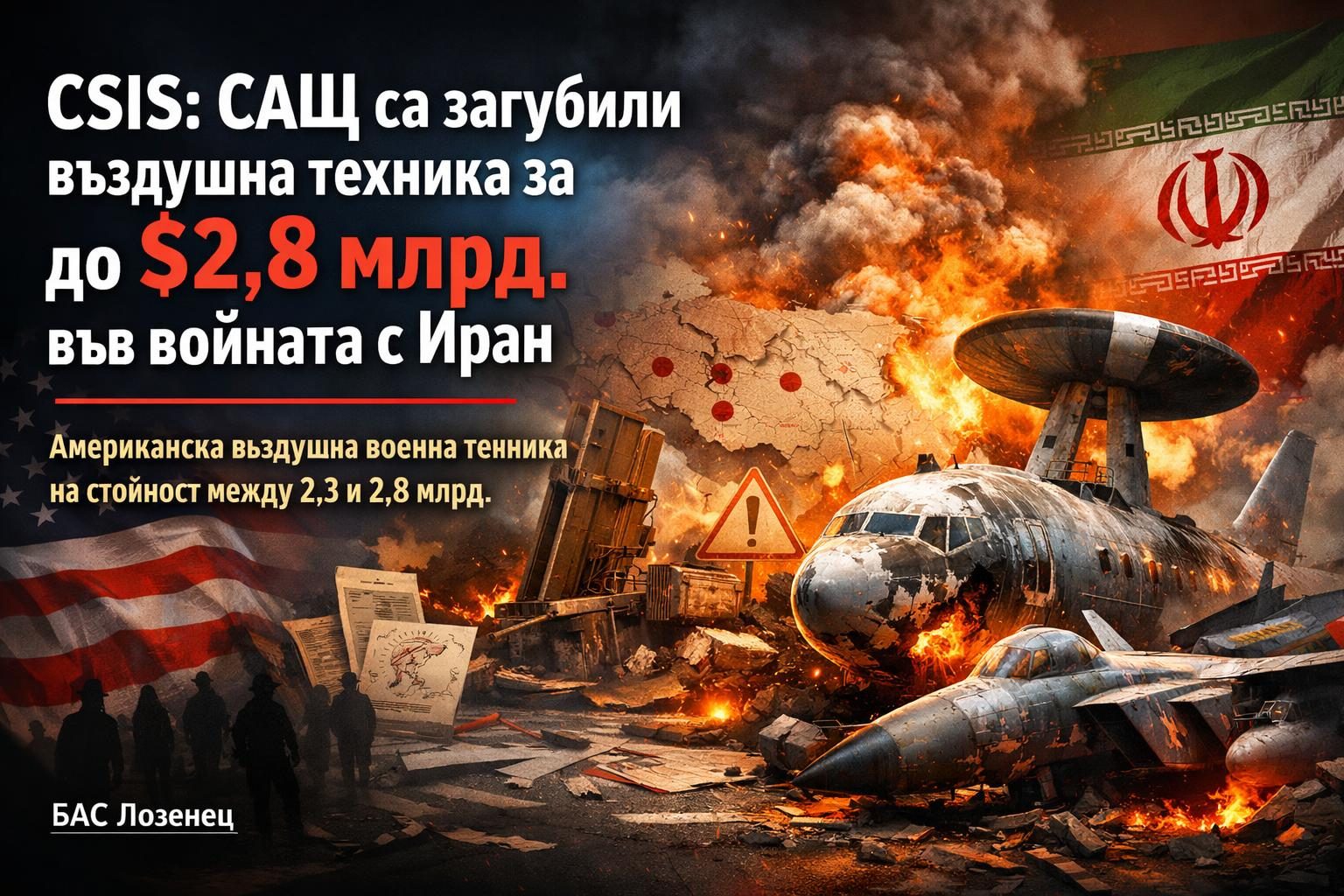 CSIS: САЩ са загубили въздушна техника за до $2,8 млрд. във войната с Иран