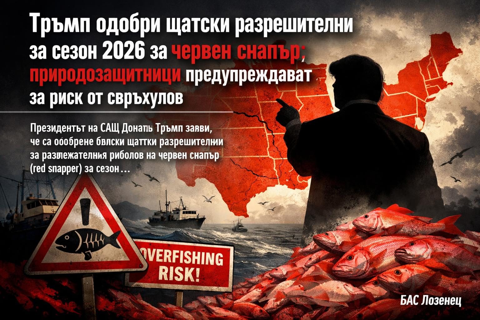 Тръмп одобри щатски разрешителни за сезон 2026 за червен снапър; природозащитници предупреждават за риск от свръхулов