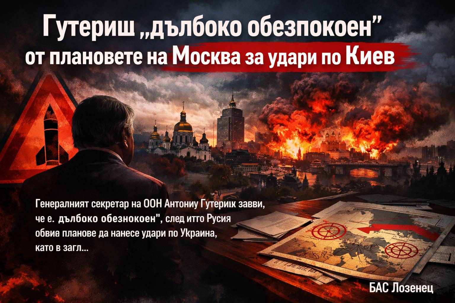 Гутериш „дълбоко обезпокоен“ от плановете на Москва за удари по Киев