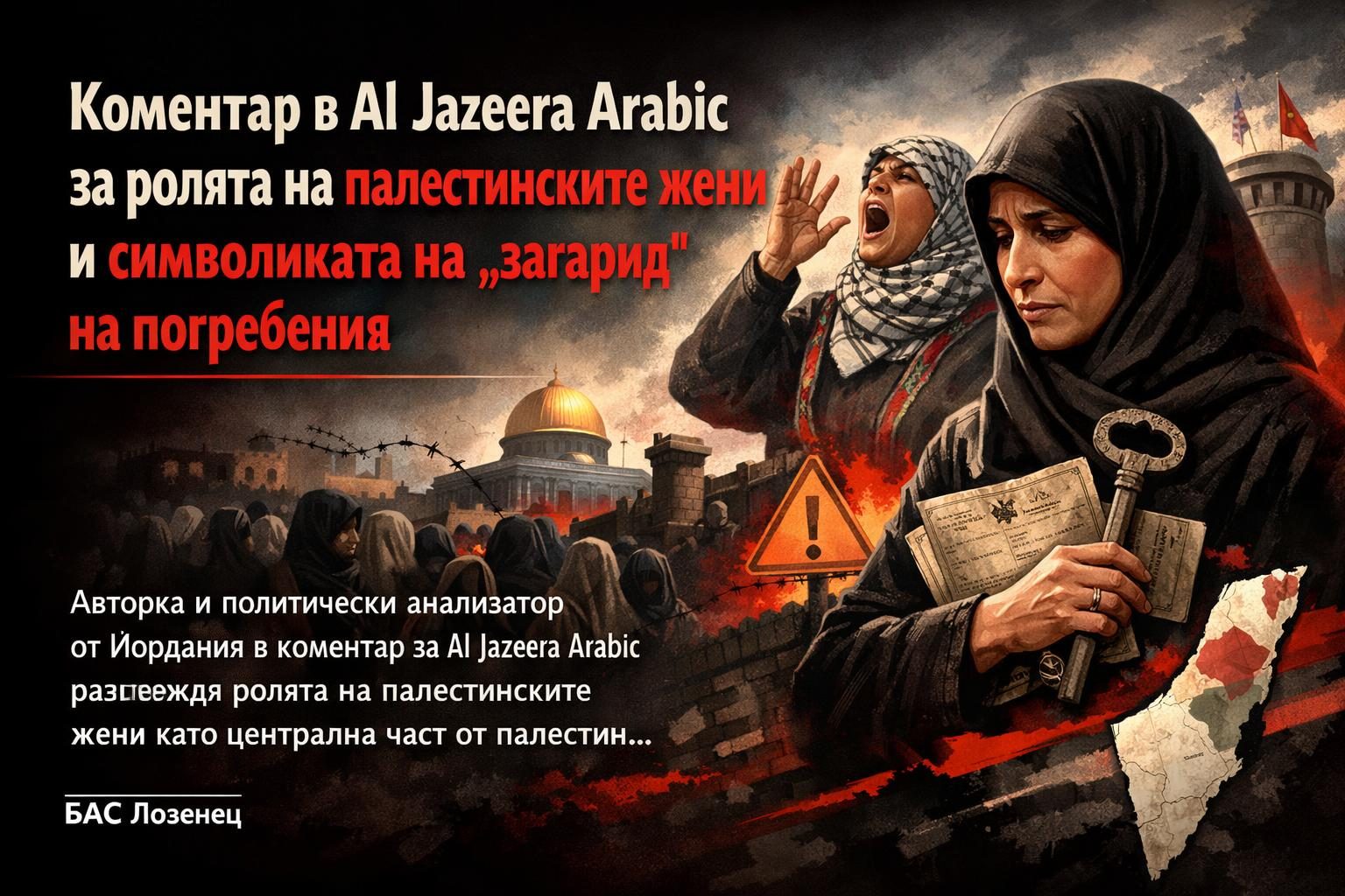 Коментар в Al Jazeera Arabic за ролята на палестинските жени и символиката на „загарид“ на погребения