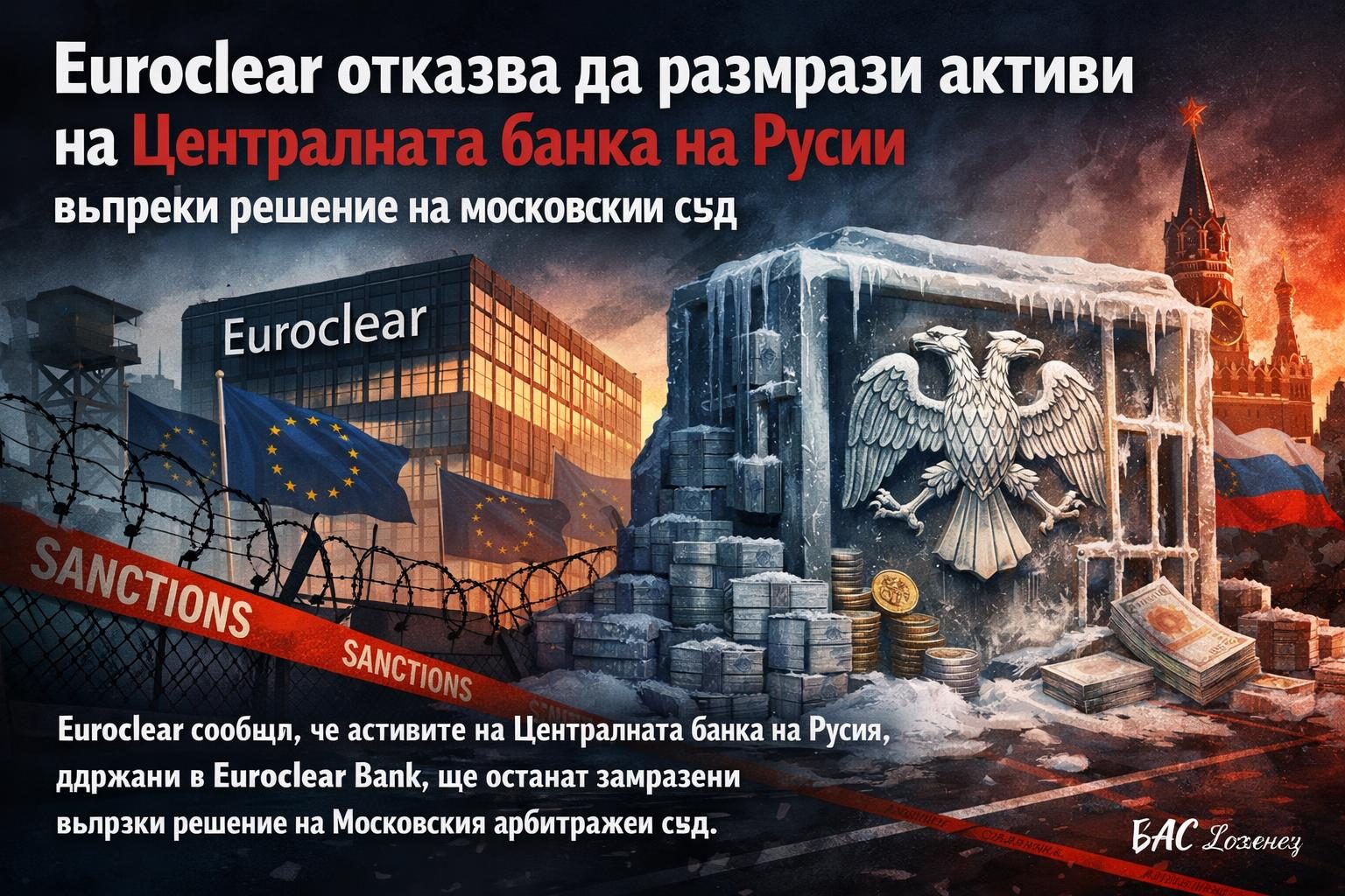 Euroclear отказва да размрази активи на Централната банка на Русия въпреки решение на московски съд