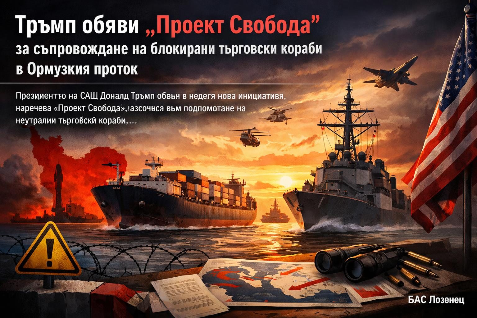 Тръмп обяви „Проект Свобода“ за съпровождане на блокирани търговски кораби в Ормузкия проток