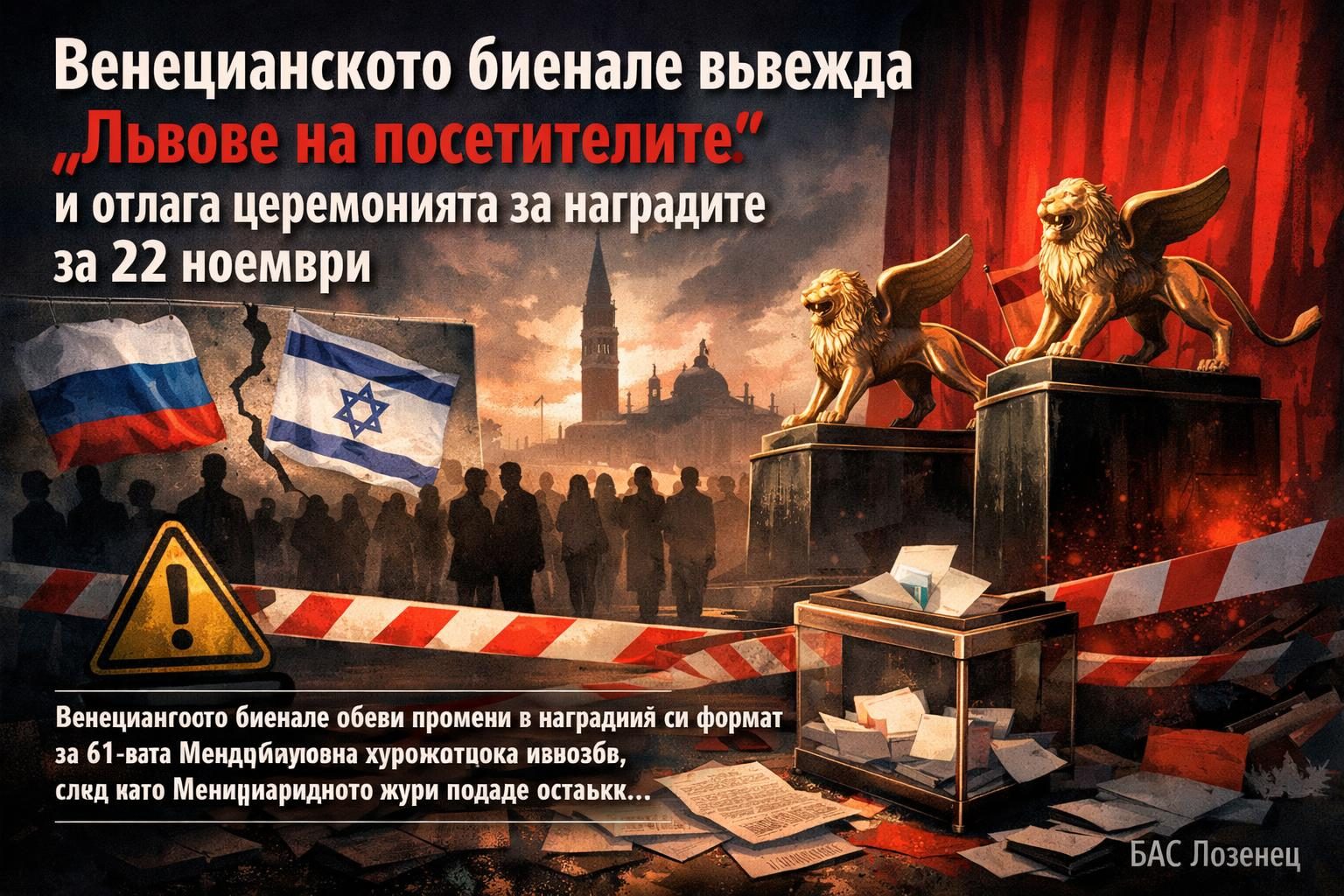 Венецианското биенале въвежда „Лъвове на посетителите“ и отлага церемонията за наградите за 22 ноември
