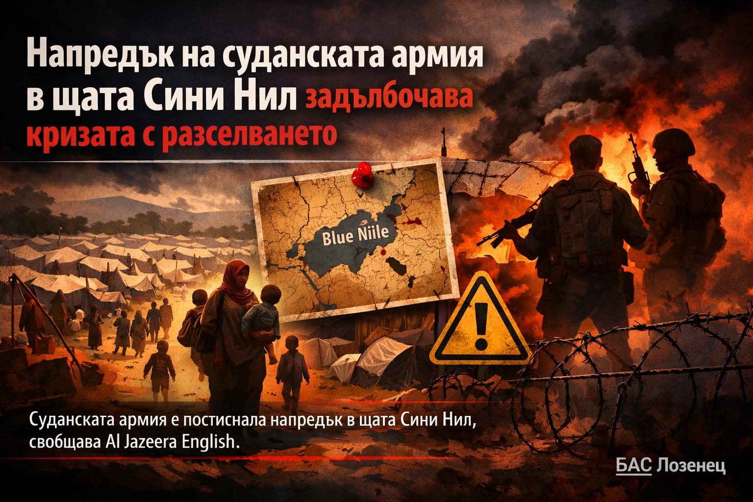Напредък на суданската армия в щата Сини Нил задълбочава кризата с разселването